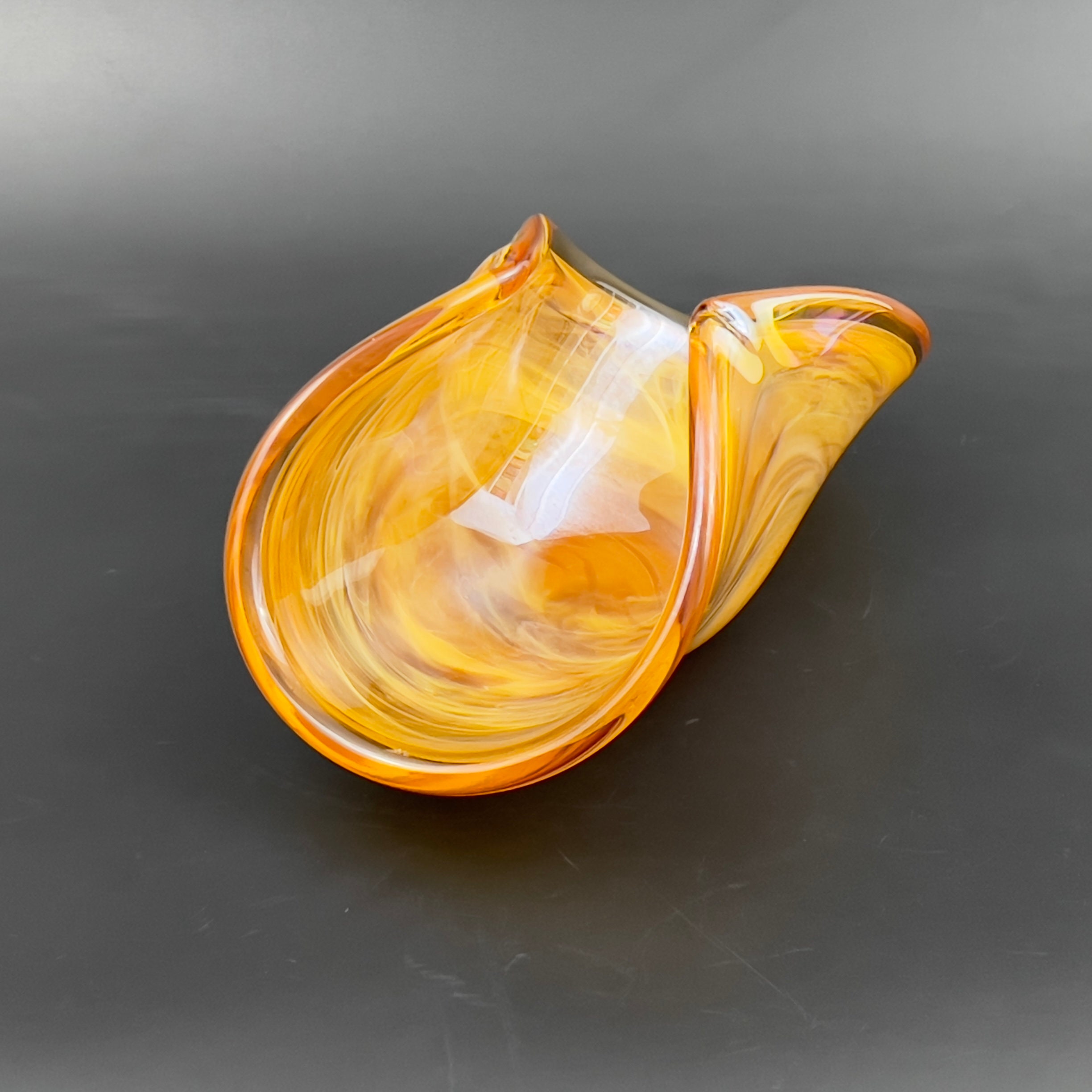 Murano Style Amber Blown Glass Sculpture: Italian Art Glass Gift