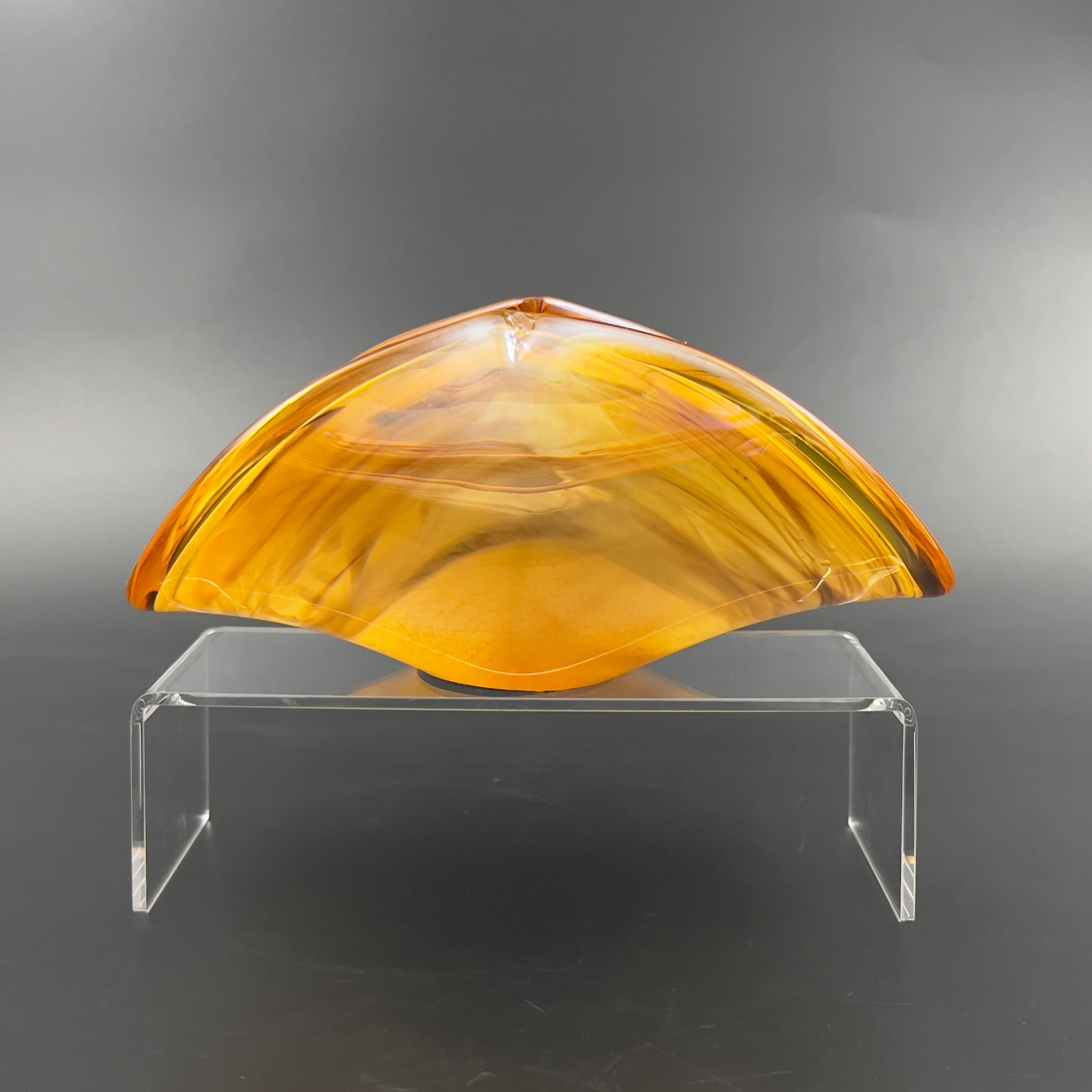 Murano Style Amber Blown Glass Sculpture: Italian Art Glass Gift - Image 3