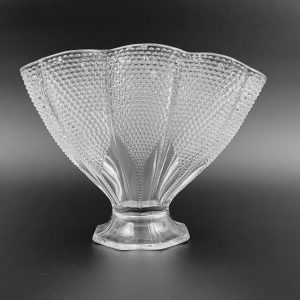 Vintage L.E. Smith Thousand Eyes Clear Glass Fan Vase