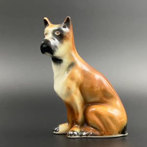 Vintage Ceramic Boxer Dog Figurine: 6-Inch Brazil Statue