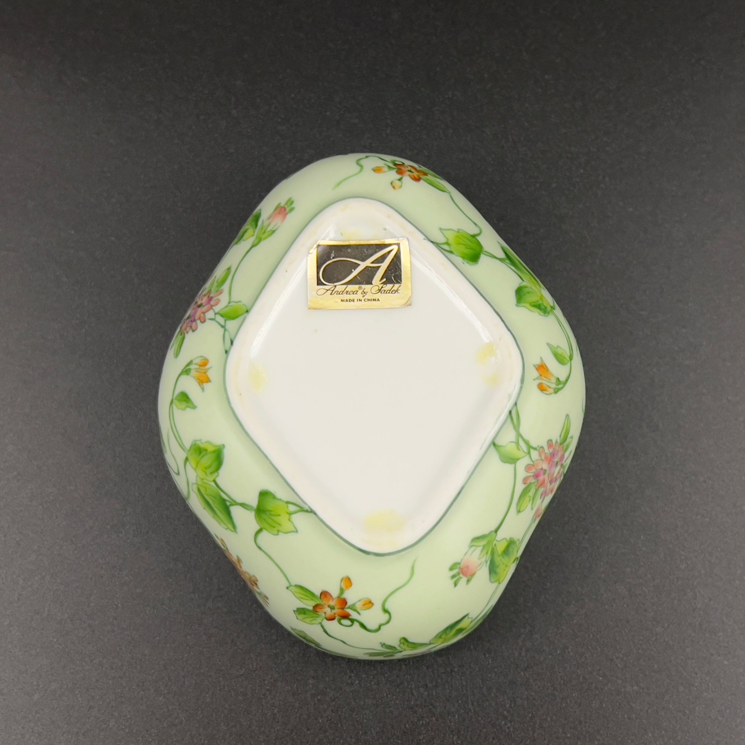 Vintage Andrea by Sadek Floral Porcelain Trinket Box: Green Garden Decor - Image 10