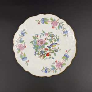 Vintage Aynsley Pembroke Plate: Fine Bone China Bird & Floral, Gold Rim