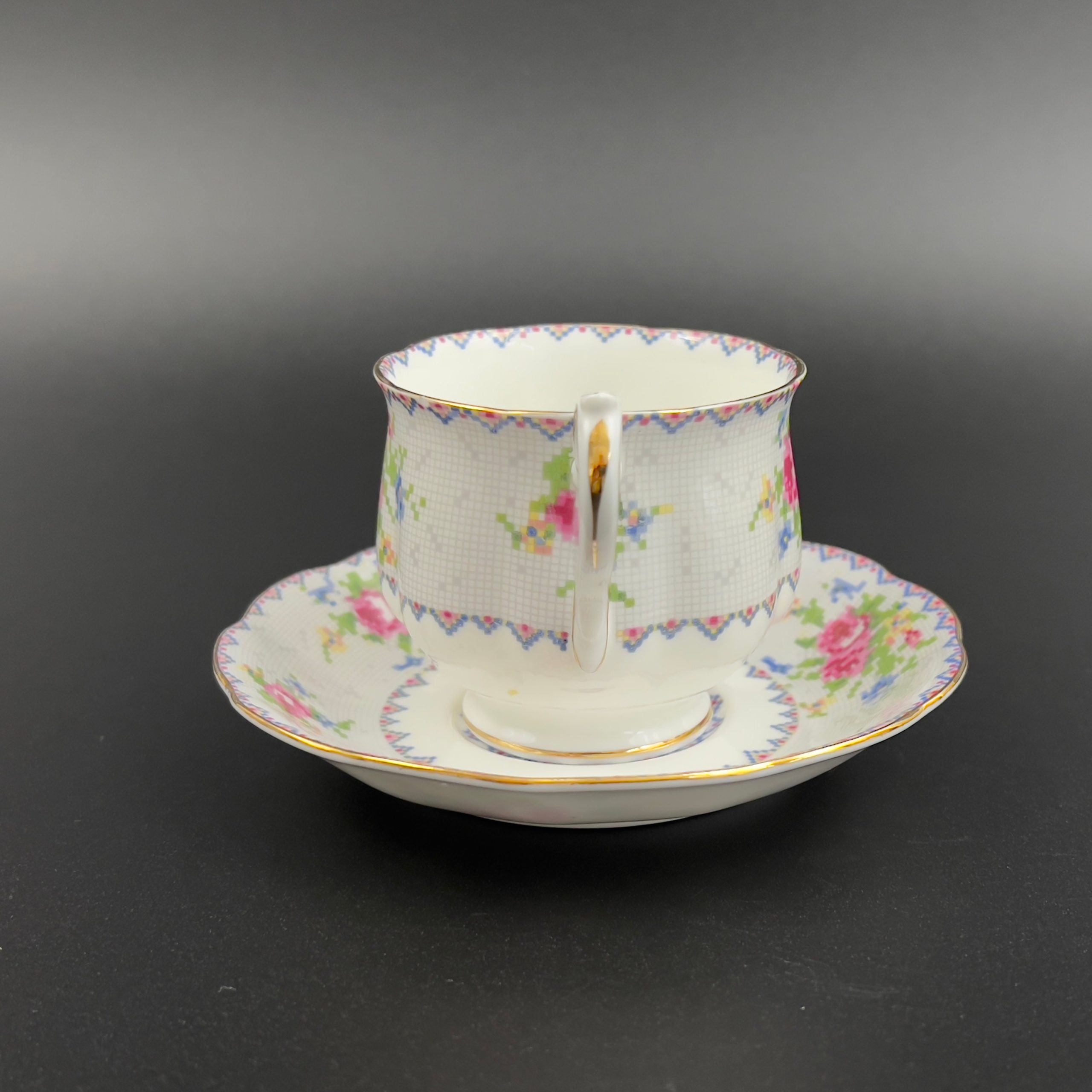 Vintage Royal Albert Petit Point Tea Cup and Saucer: 1940s English Bone China - Image 4