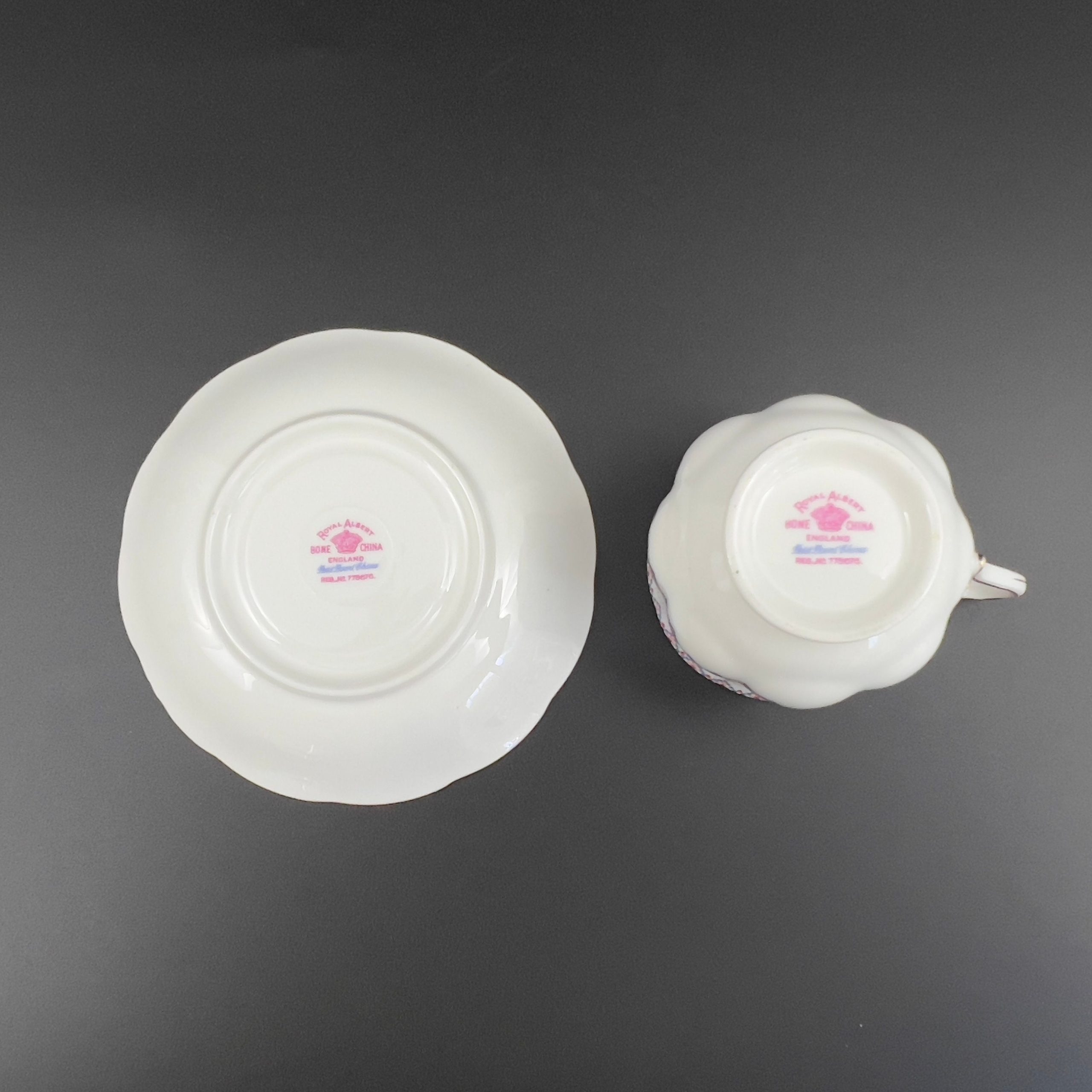 Vintage Royal Albert Petit Point Tea Cup and Saucer: 1940s English Bone China - Image 9