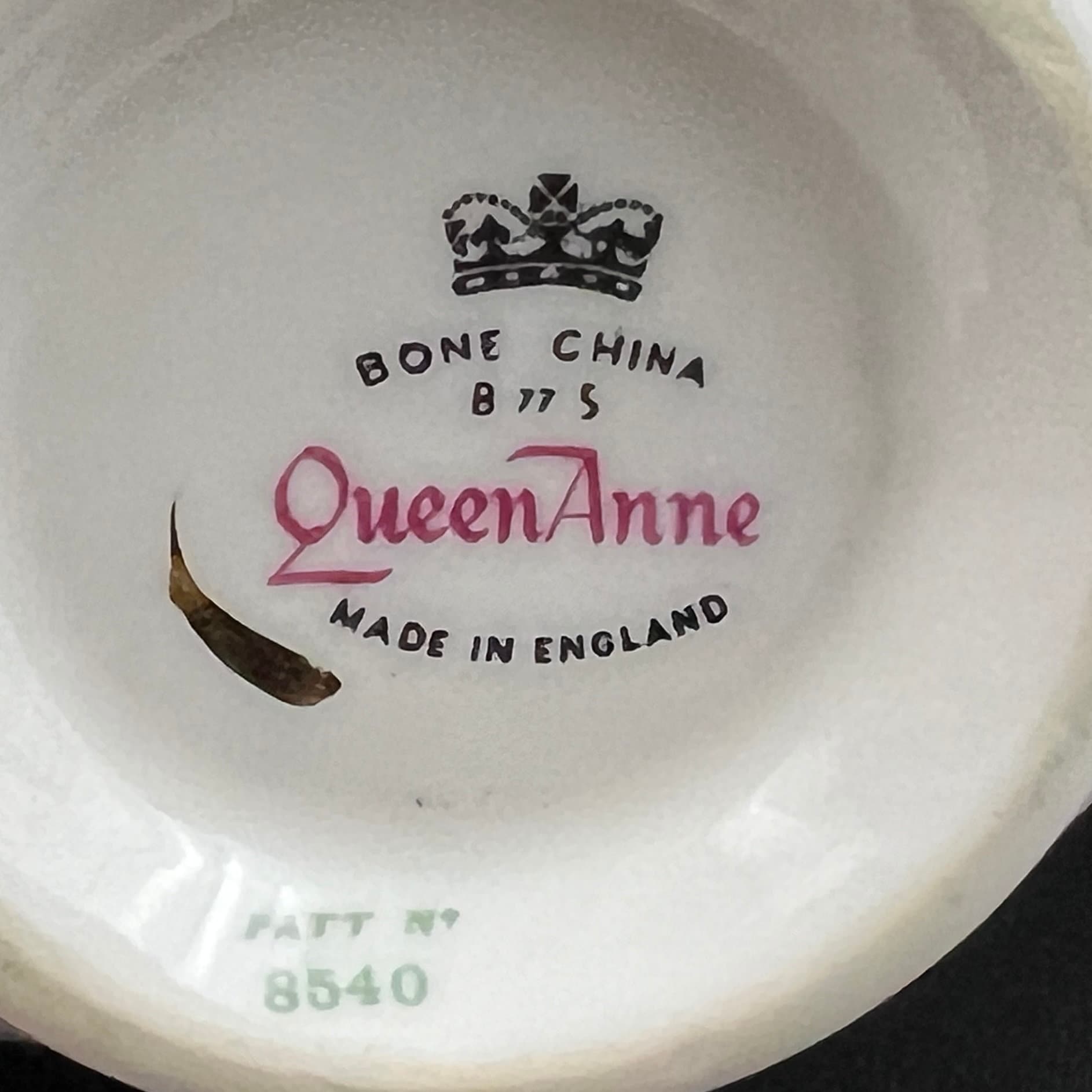 Vintage Queen Anne Bone China Tea Cup and Saucer: Pink Roses, Gold Trim - Image 11