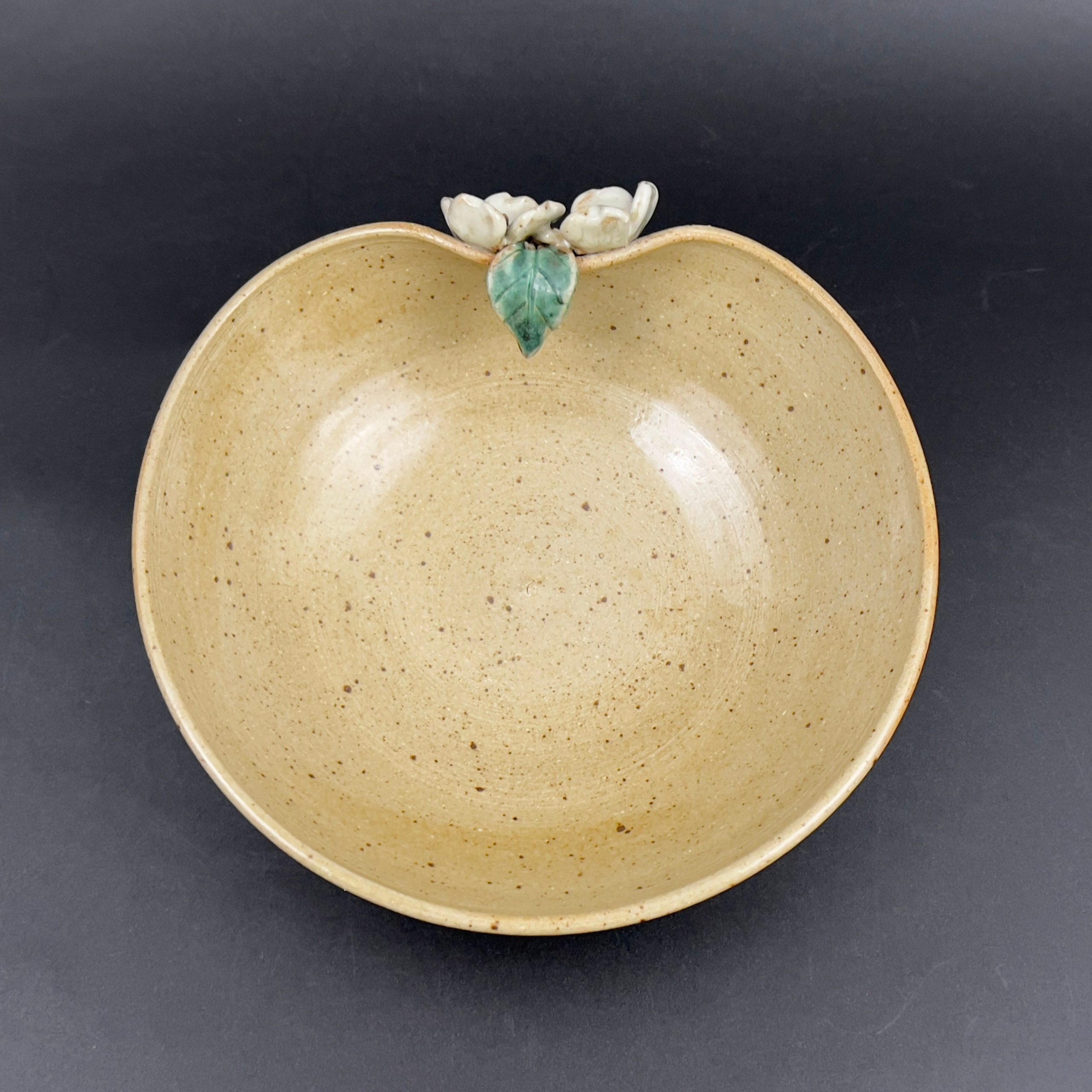 Antique Studio Pottery Bowl: Yellow Ceramic Centerpiece with Raised Flowers - Image 5