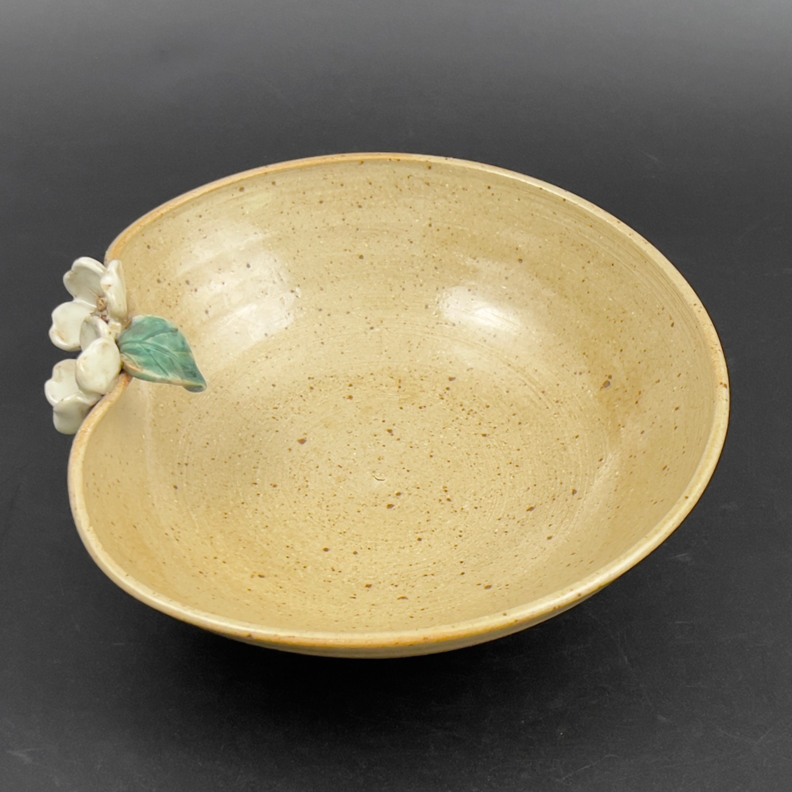 Antique Studio Pottery Bowl: Yellow Ceramic Centerpiece with Raised Flowers - Image 7