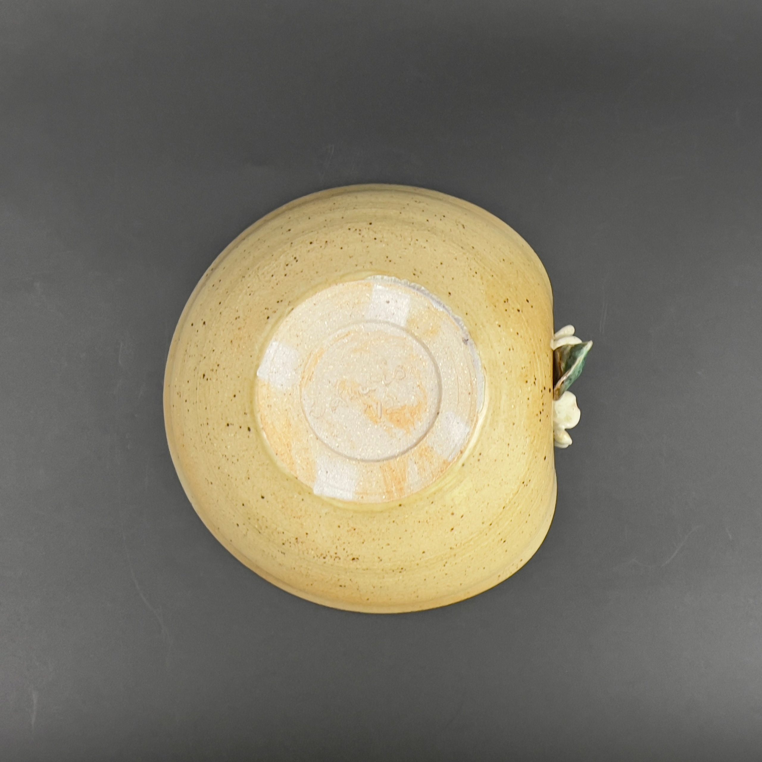 Antique Studio Pottery Bowl: Yellow Ceramic Centerpiece with Raised Flowers - Image 8