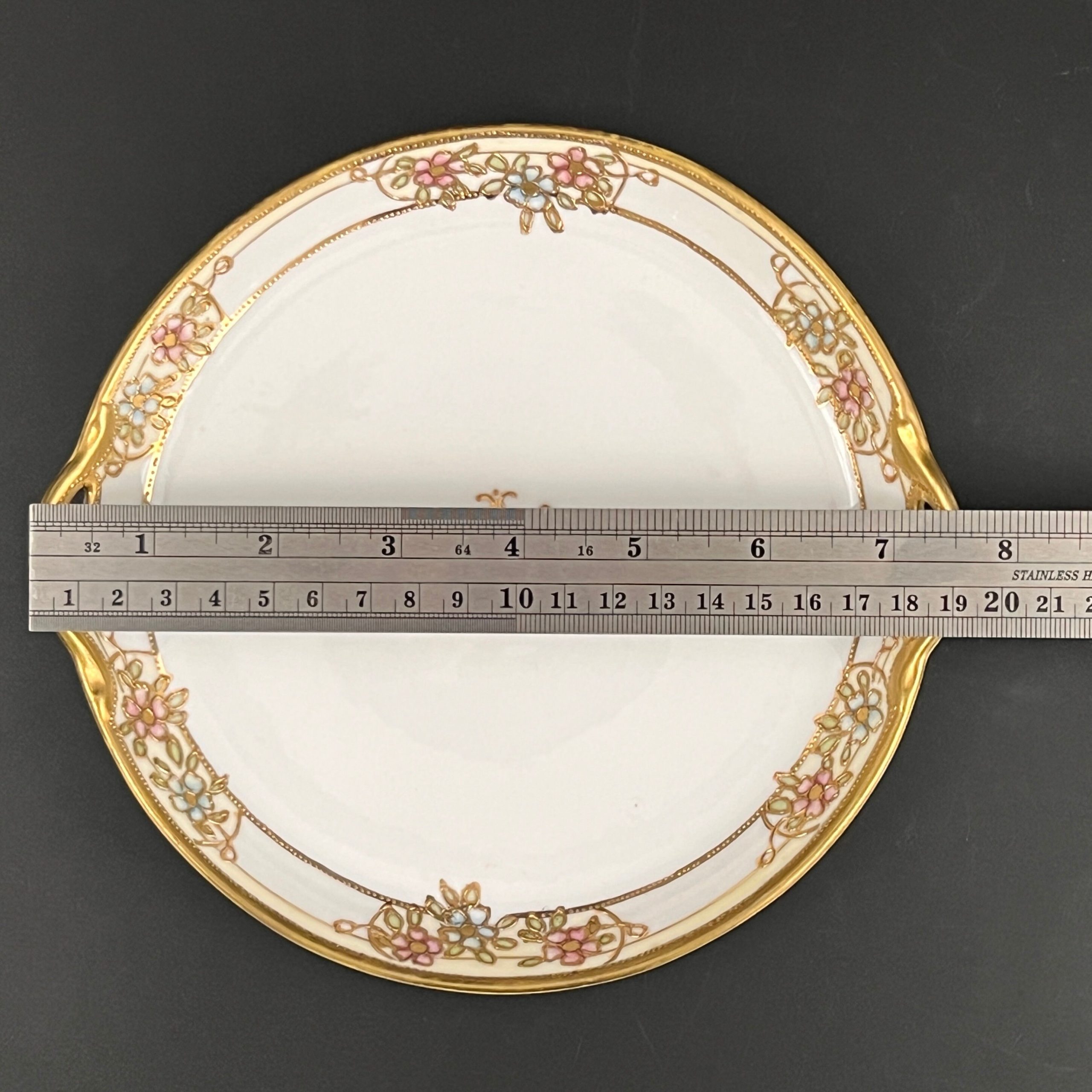 Antique Nippon Candy Dish: Morimura Hand-Painted Floral Plate with Gold Accent - Image 10