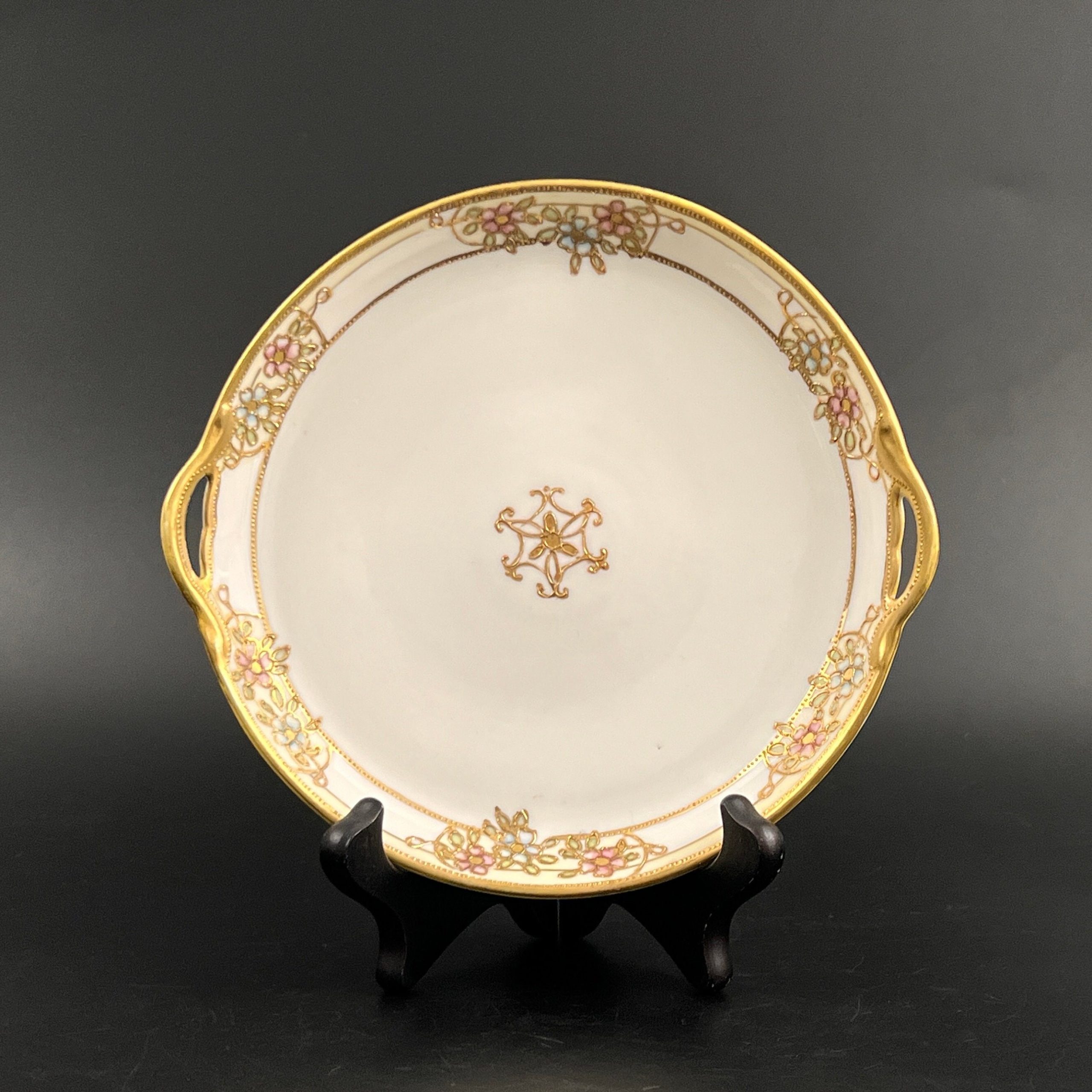 Antique Nippon Candy Dish: Morimura Hand-Painted Floral Plate with Gold Accent - Image 5