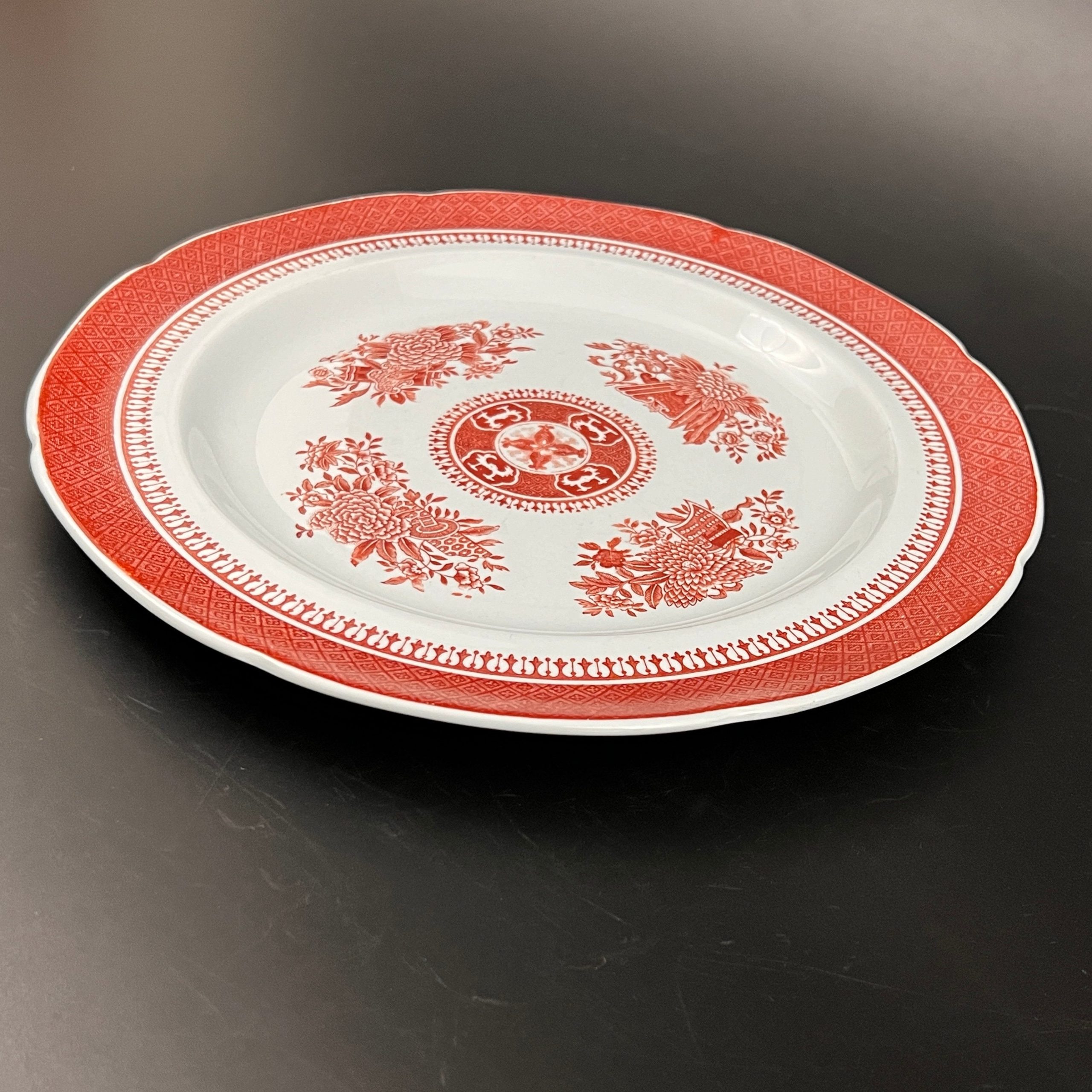 Vintage Spode Fitzhugh Red Plate: Chinoiserie Scalloped Dinner Plate - Image 8