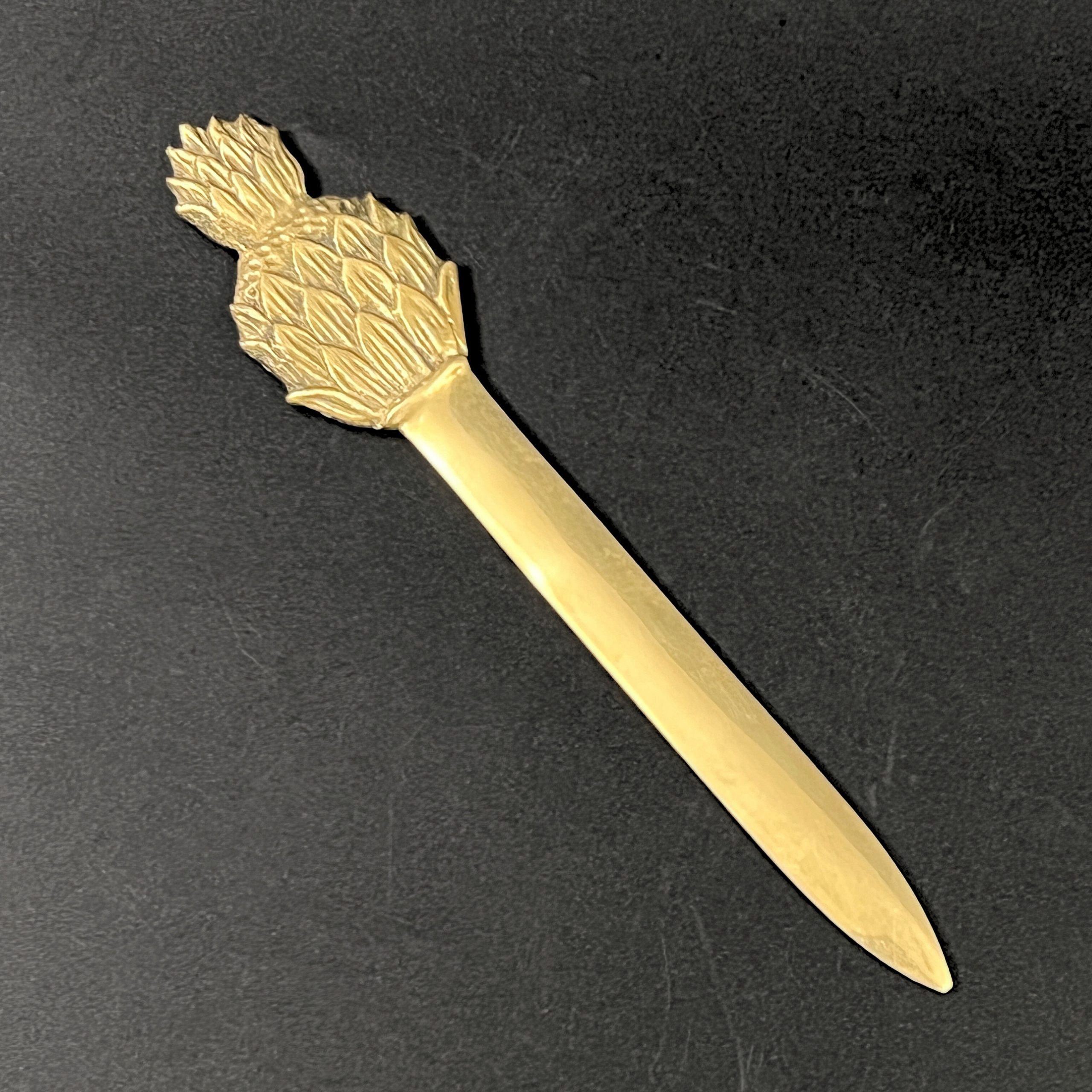 Vintage Brass Pineapple Letter Opener: Engraved Golf Award Decor - Image 3