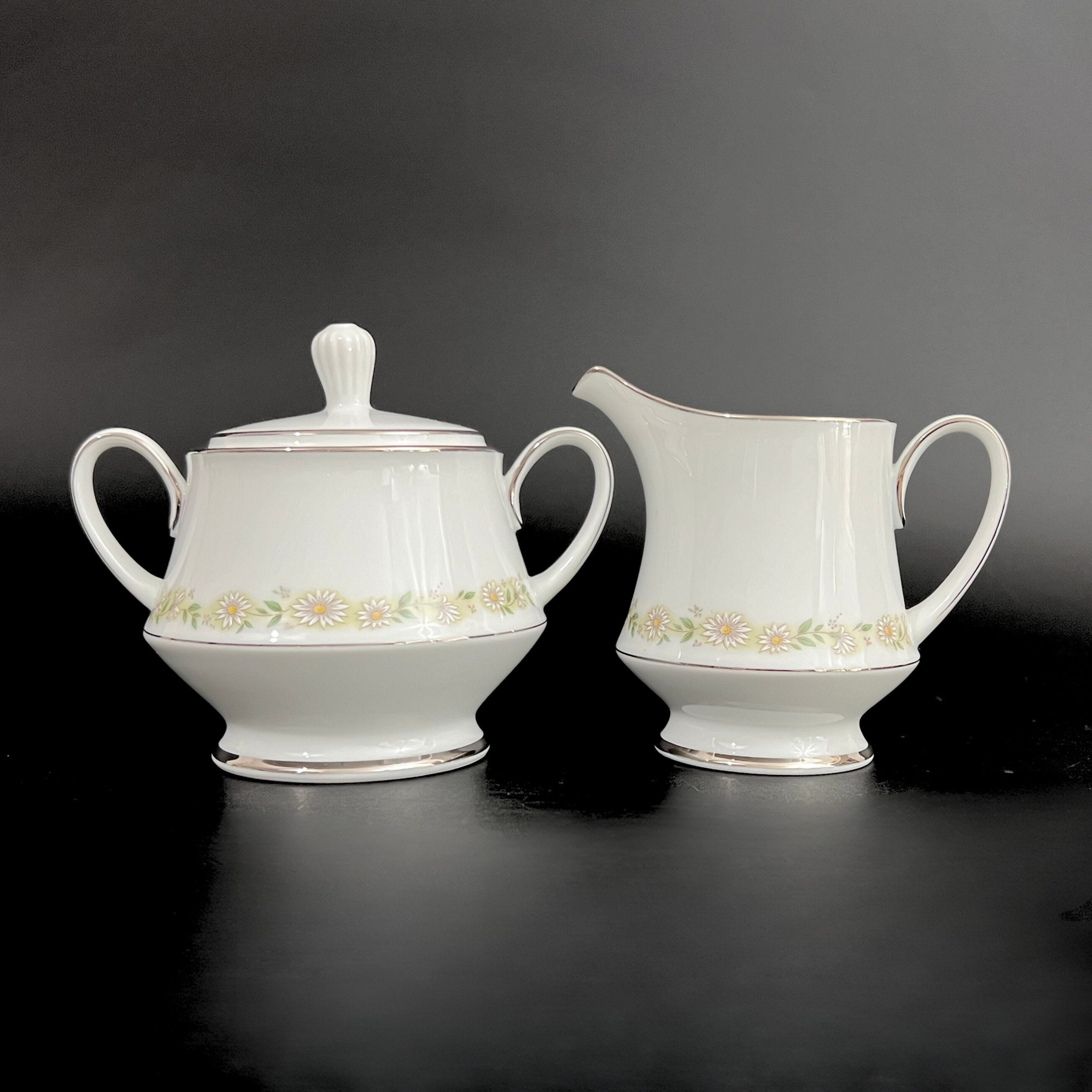 Vintage Noritake Trilby Cream and Sugar Set: Mid-Century Daisy Pattern