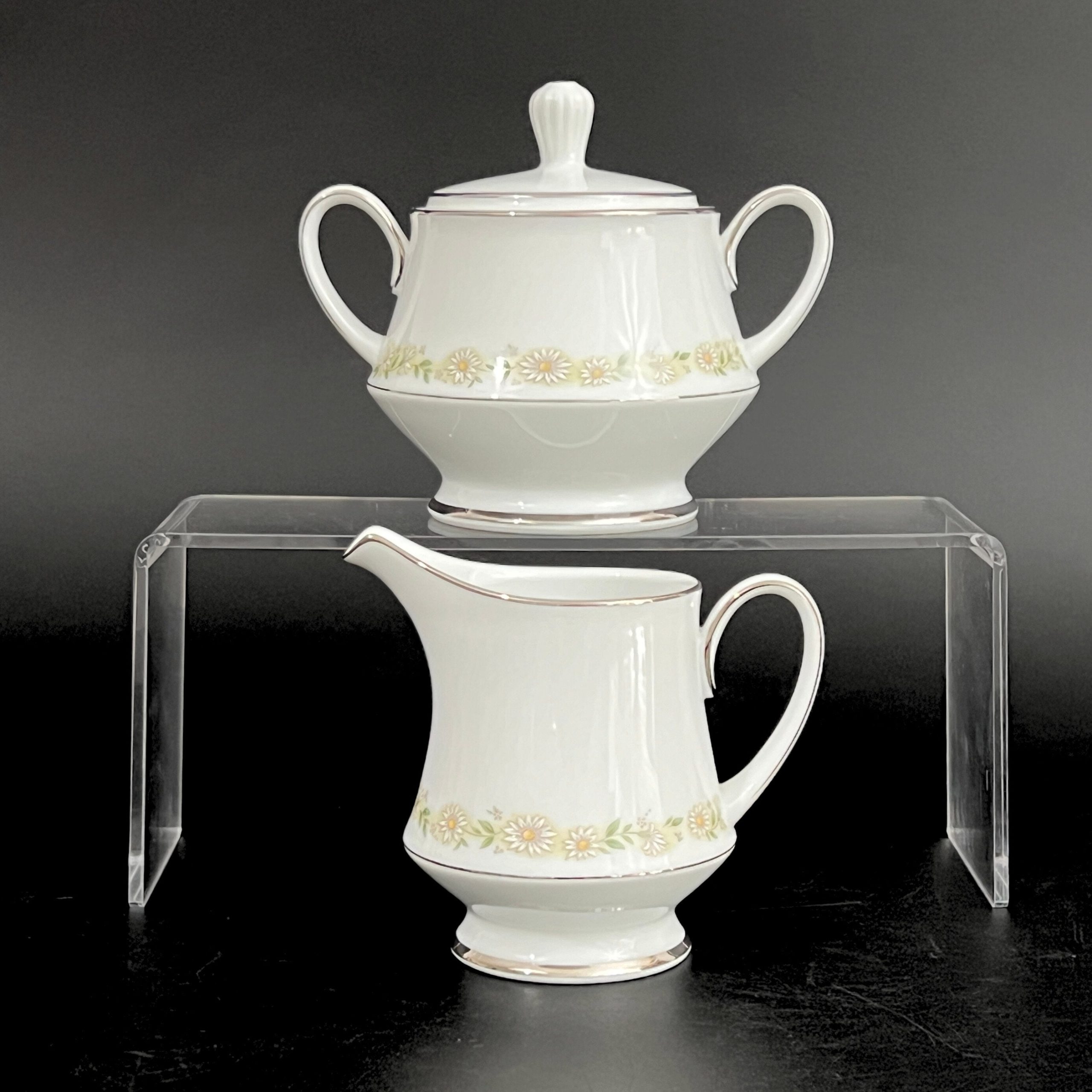 Vintage Noritake Trilby Cream and Sugar Set: Mid-Century Daisy Pattern - Image 3