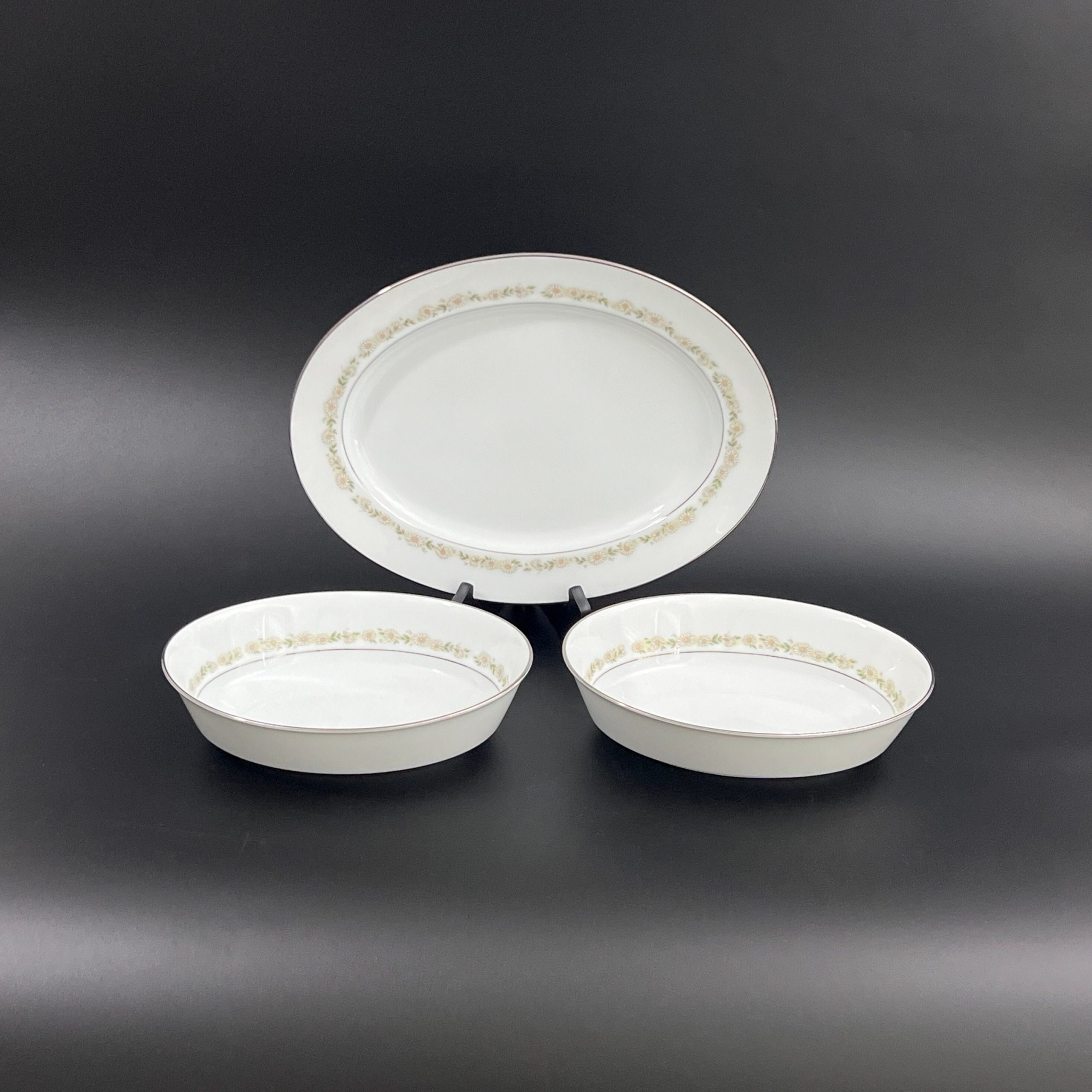 Noritake Trilby Serving Set: Mid-Century Oval Platter and Bowls