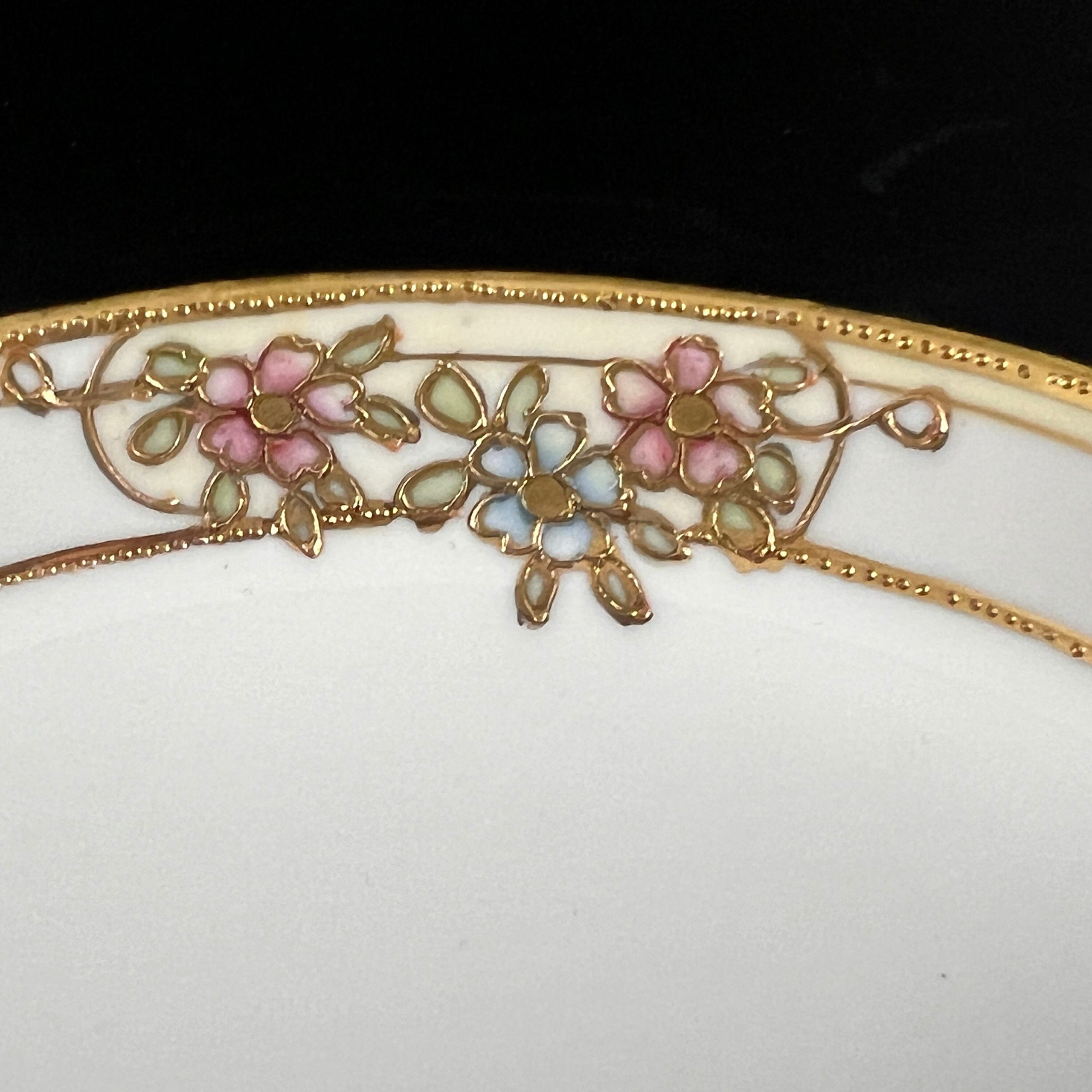 Antique Nippon Candy Dish: Morimura Hand-Painted Floral Plate with Gold Accent - Image 7
