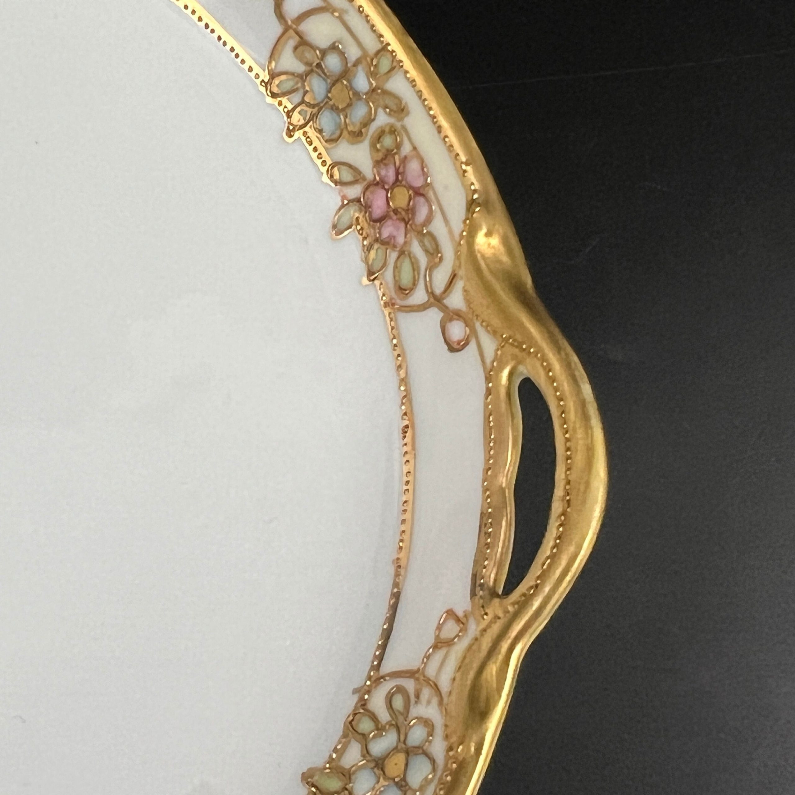 Antique Nippon Candy Dish: Morimura Hand-Painted Floral Plate with Gold Accent - Image 8