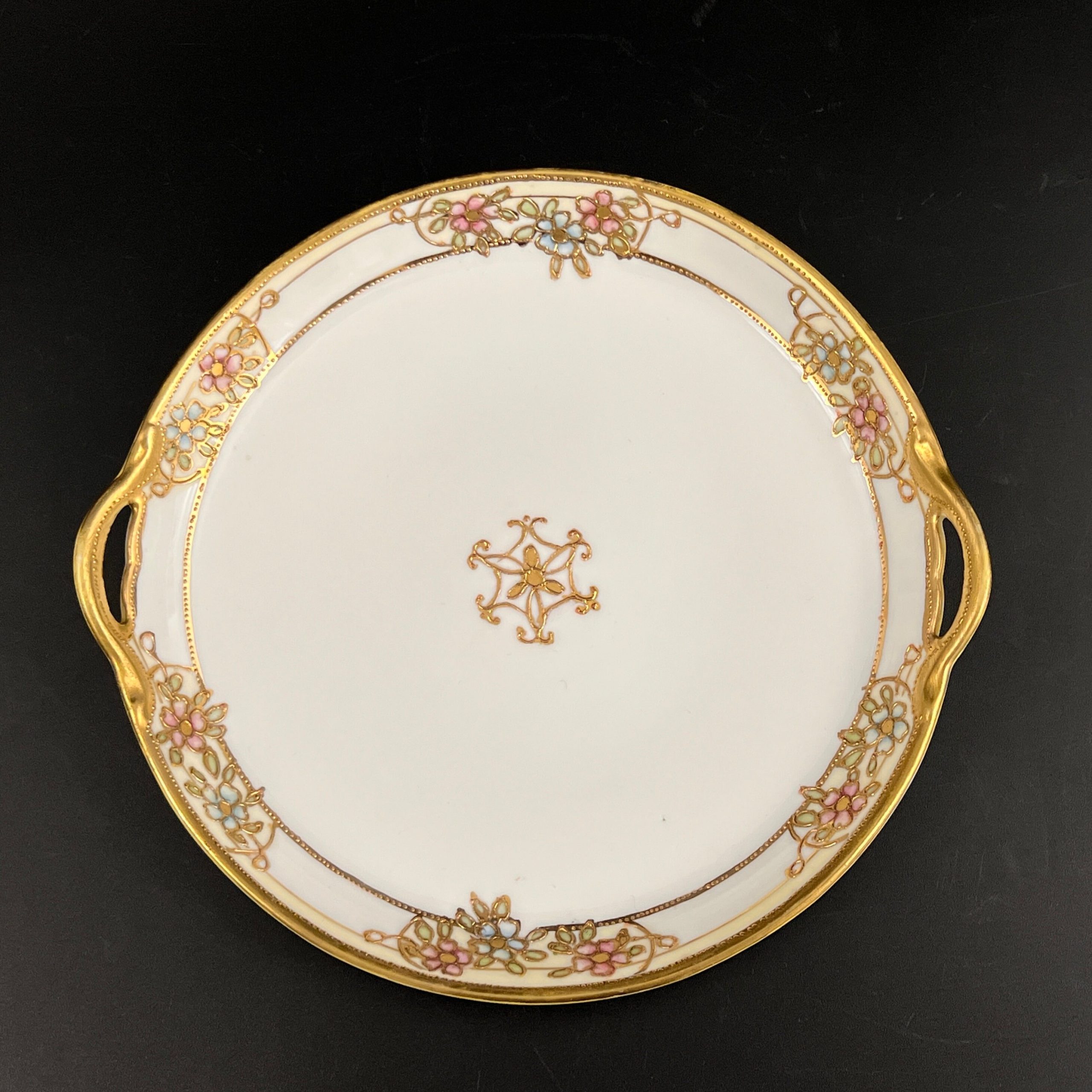 Antique Nippon Candy Dish: Morimura Hand-Painted Floral Plate with Gold Accent - Image 3