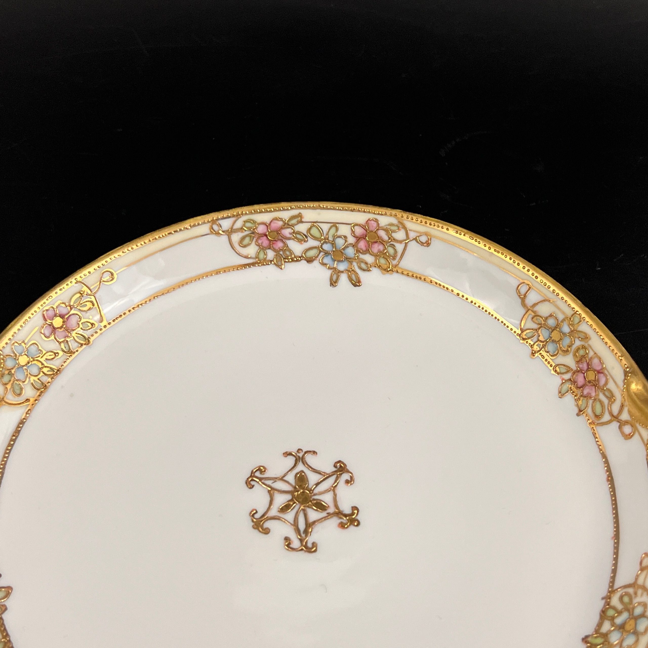 Antique Nippon Candy Dish: Morimura Hand-Painted Floral Plate with Gold Accent - Image 6