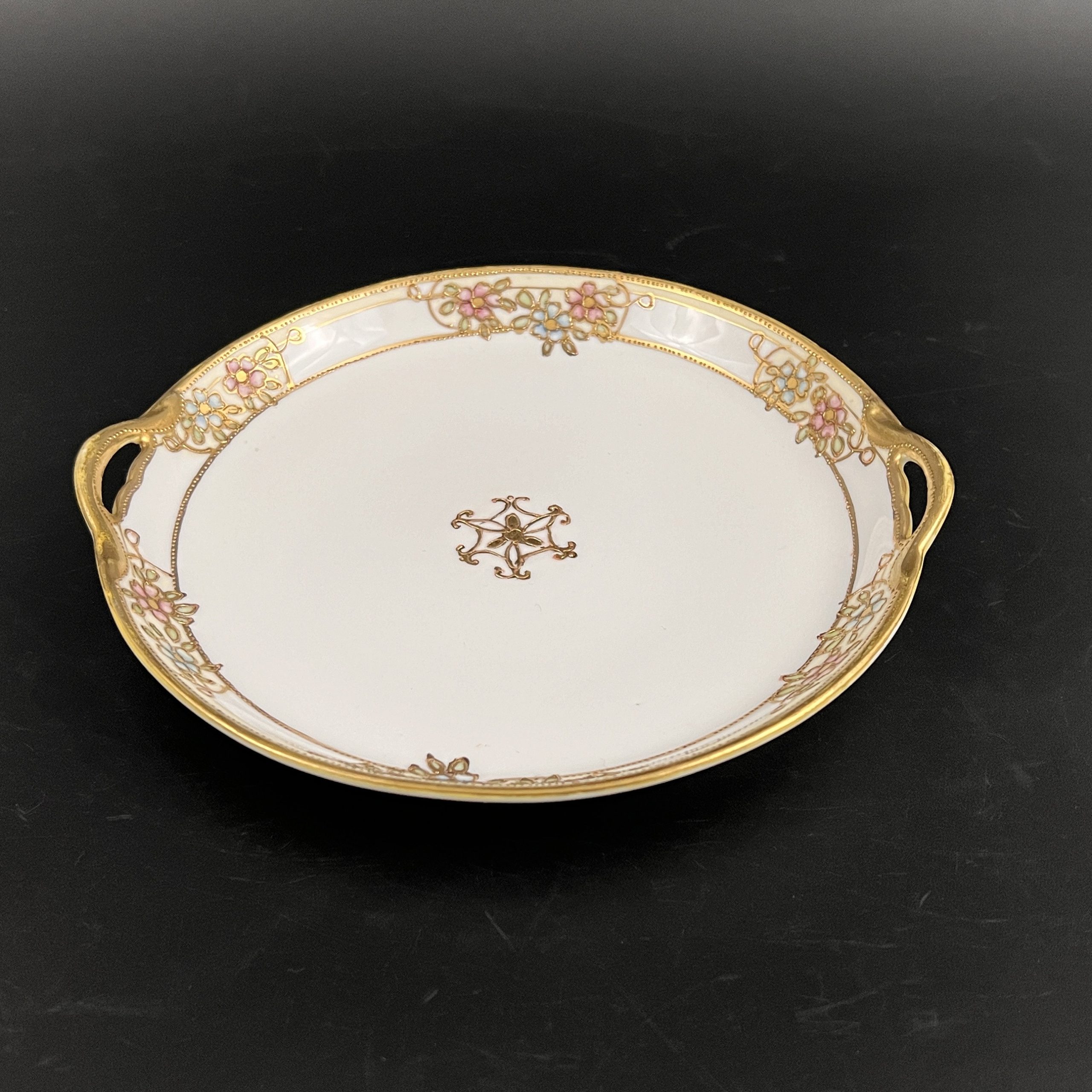 Antique Nippon Candy Dish: Morimura Hand-Painted Floral Plate with Gold Accent - Image 4