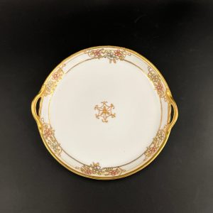 Antique Nippon Candy Dish: Morimura Hand-Painted Floral Plate with Gold Accent