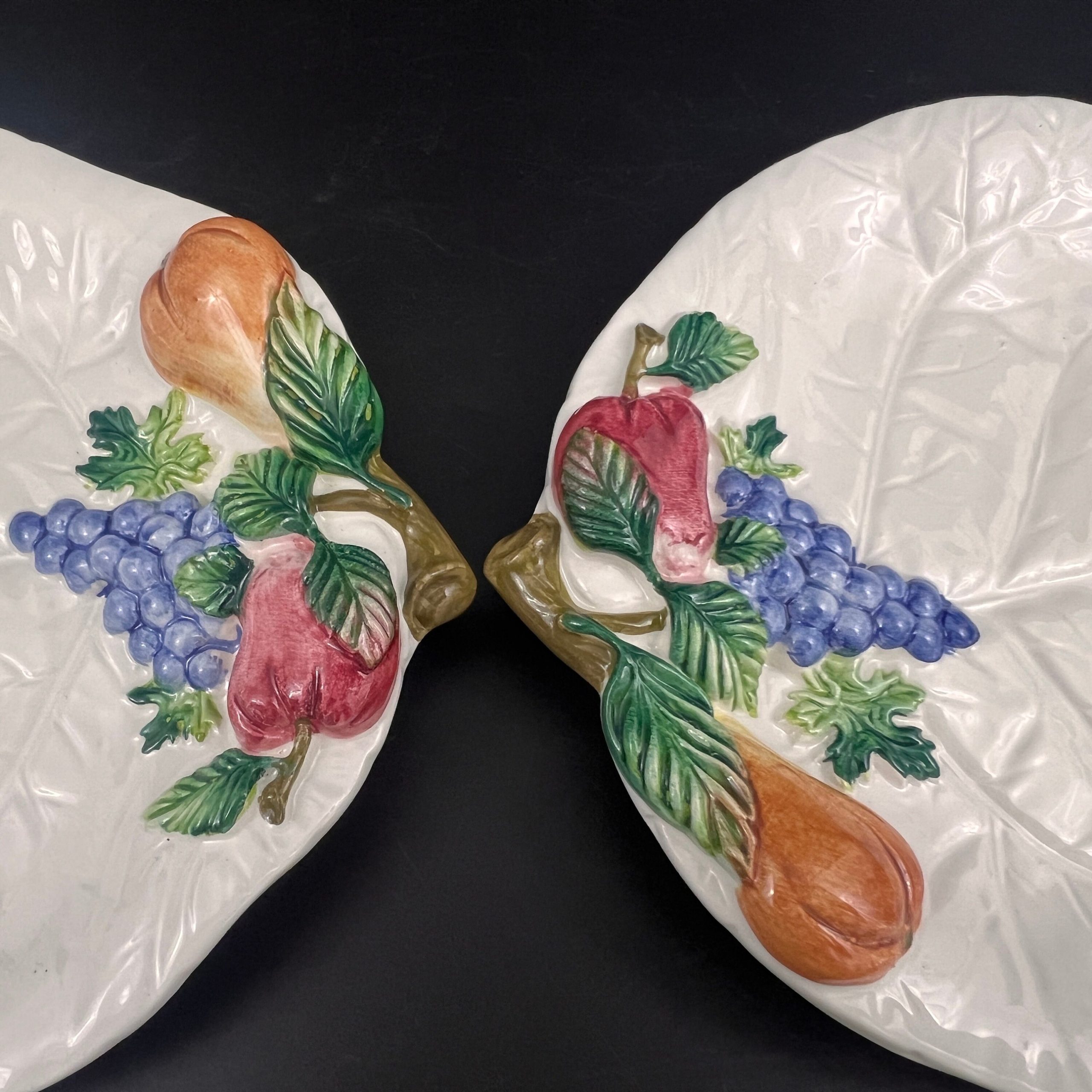 Vintage Bassano Majolica Leaf Plates: Italian Ceramic Fruit Accent, Set of 4 - Image 8