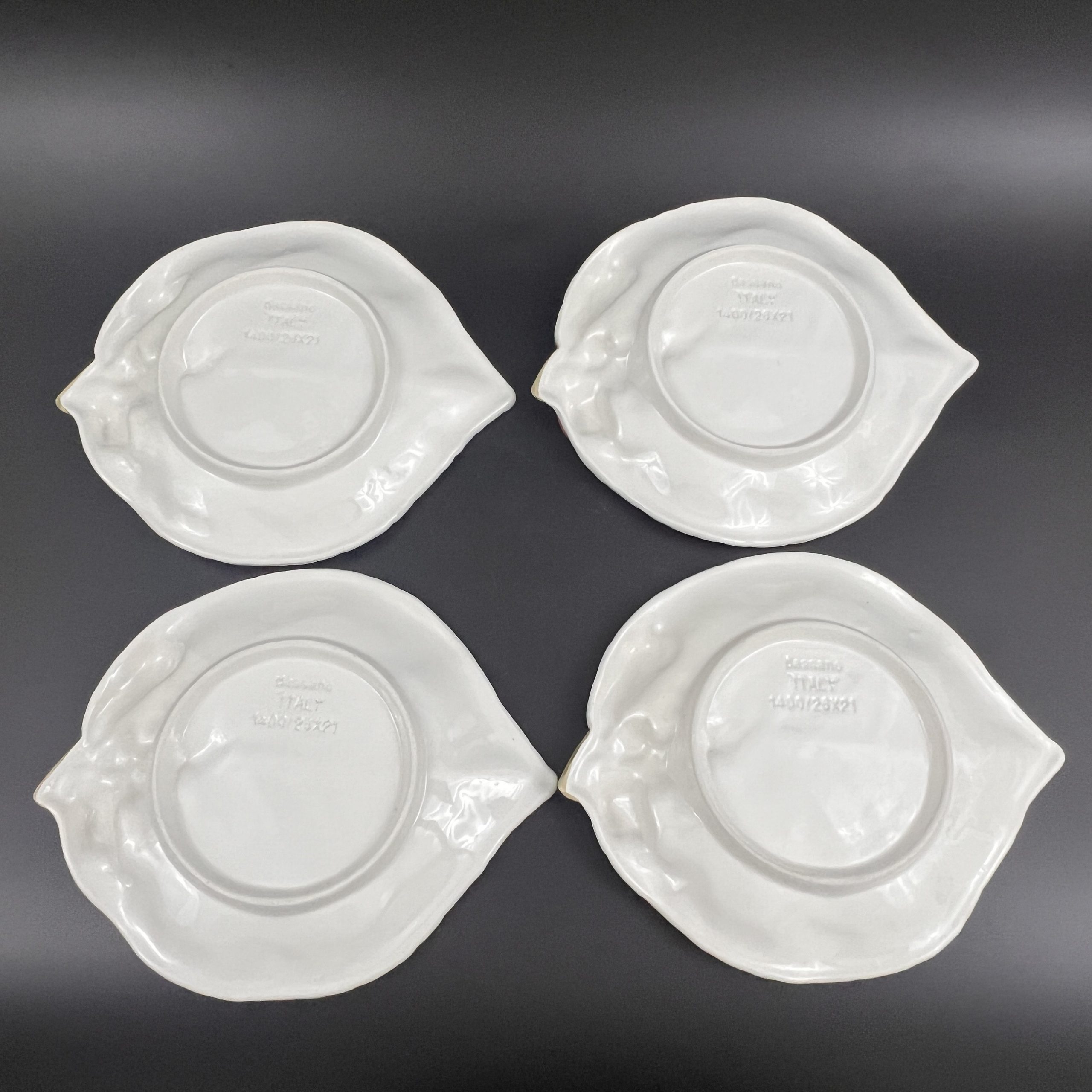 Vintage Bassano Majolica Leaf Plates: Italian Ceramic Fruit Accent, Set of 4 - Image 9