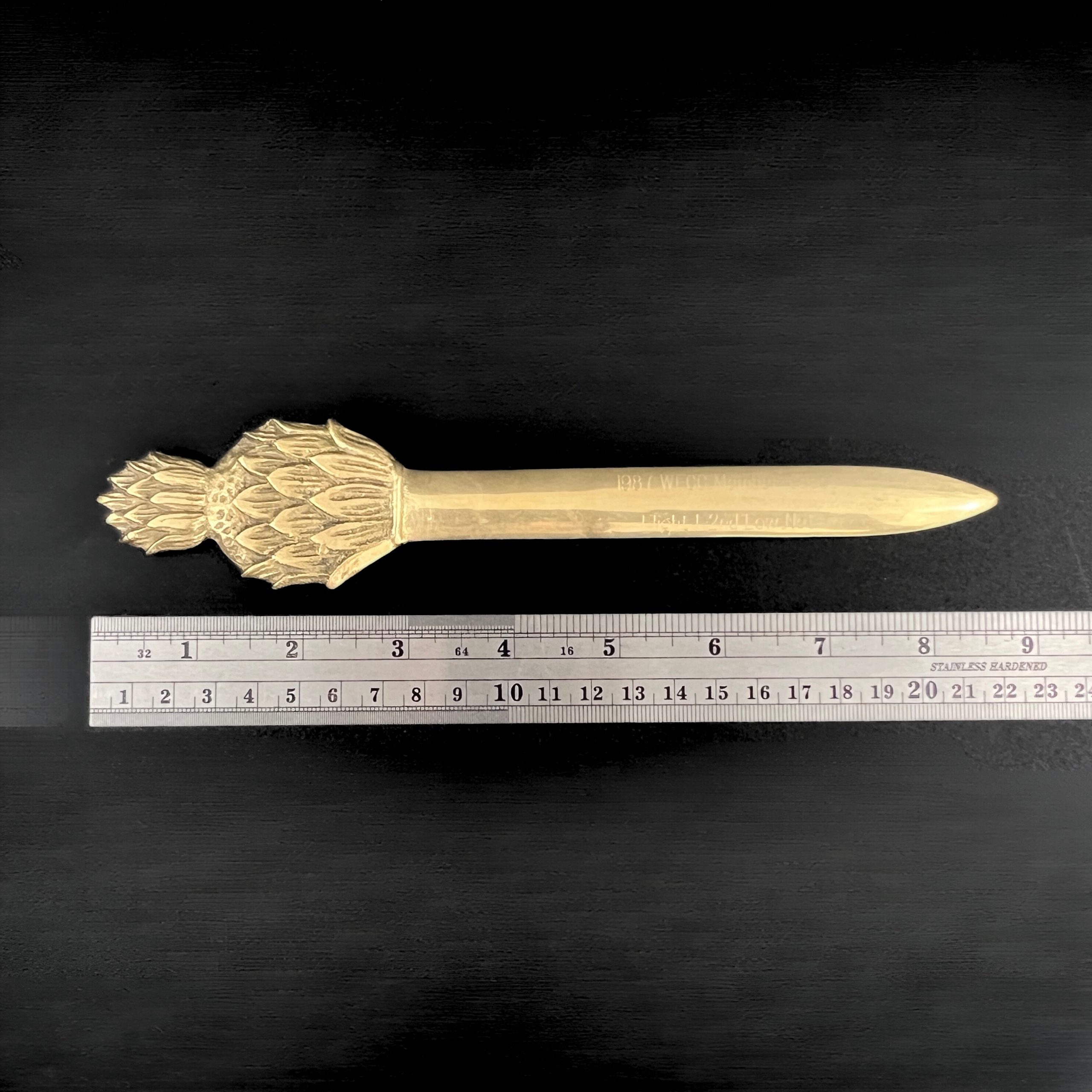 Vintage Brass Pineapple Letter Opener: Engraved Golf Award Decor - Image 10