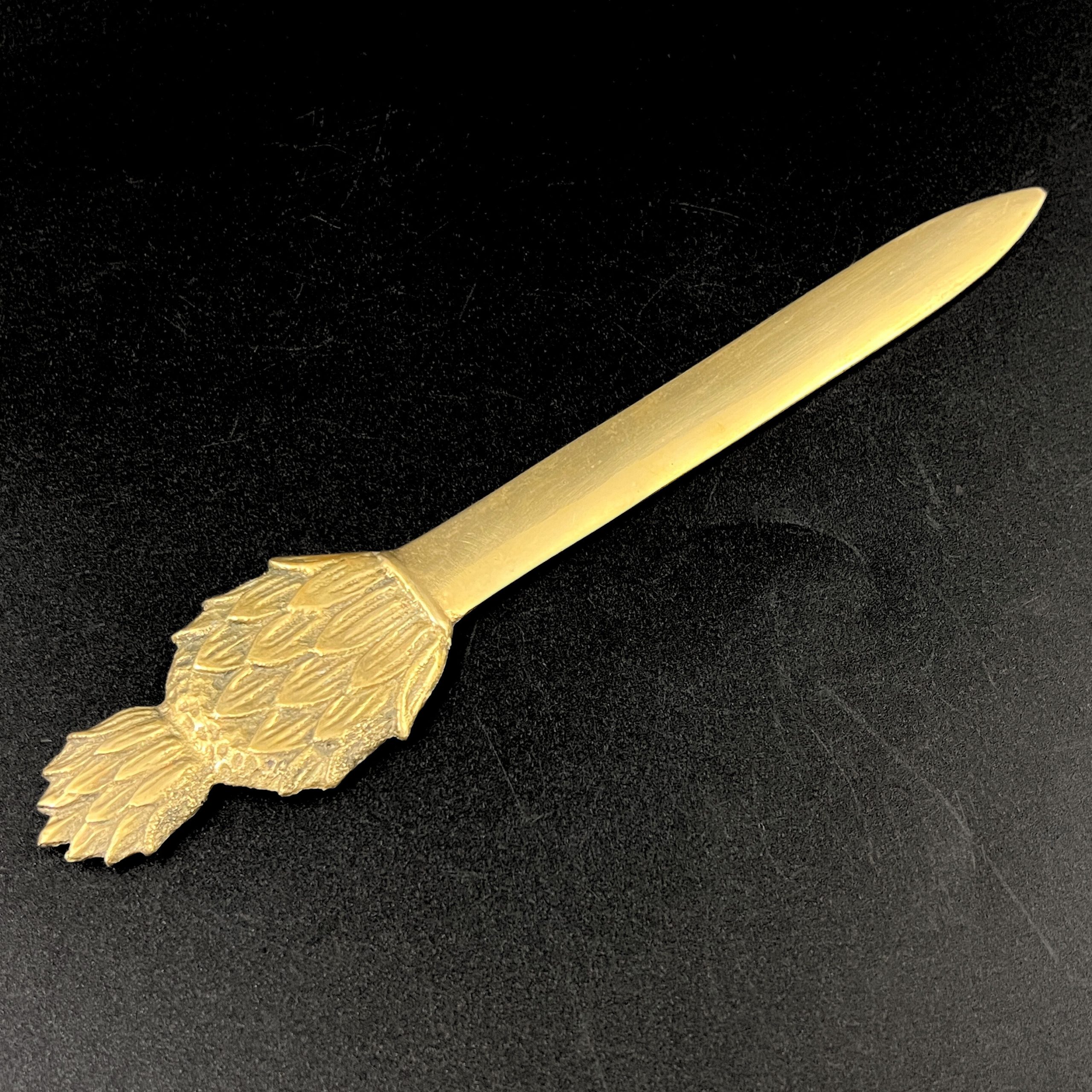 Vintage Brass Pineapple Letter Opener: Engraved Golf Award Decor - Image 5