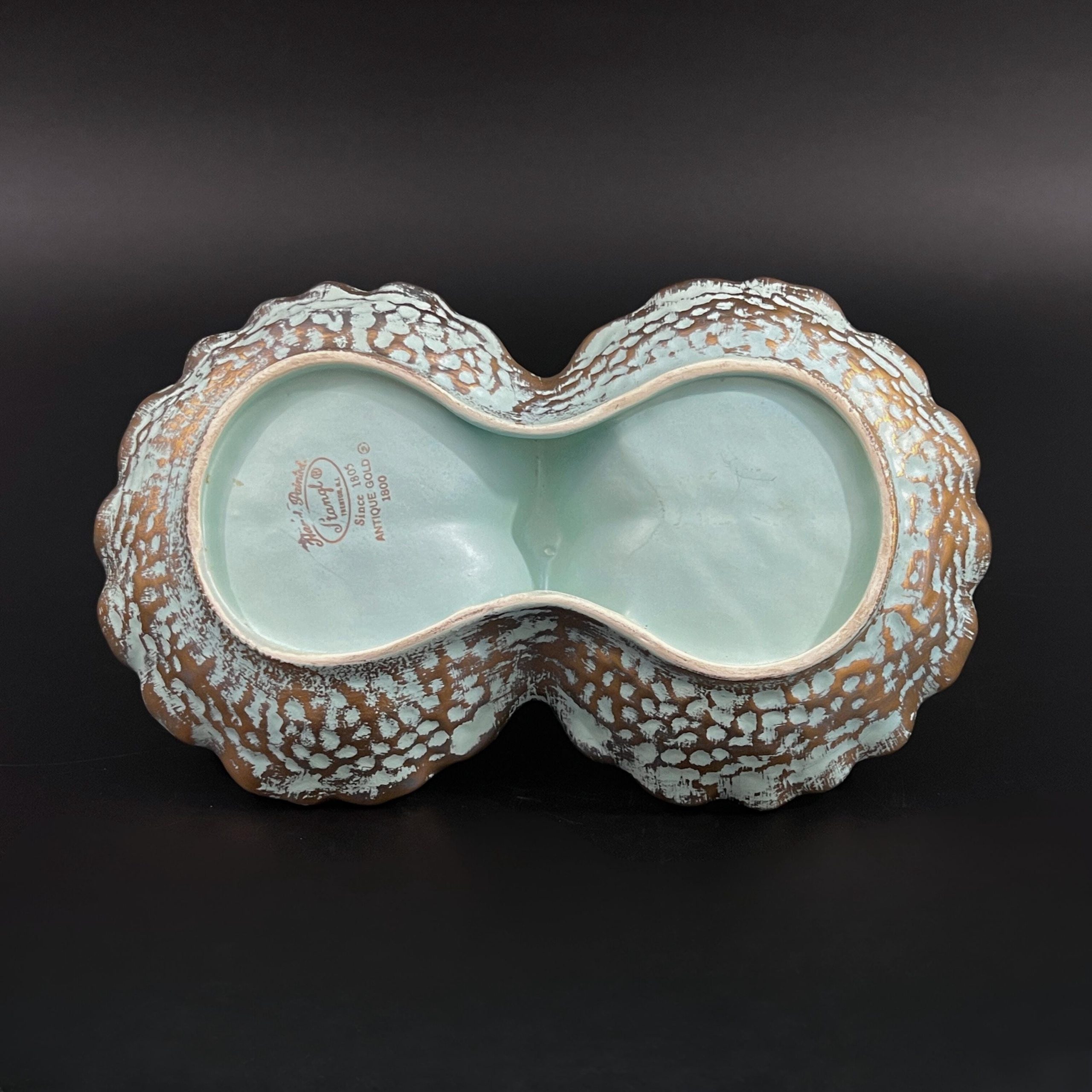 Vintage Stangl Pottery Leaf Dish: Mid-Century Modern Gold & Turquoise Candy Dish - Image 10