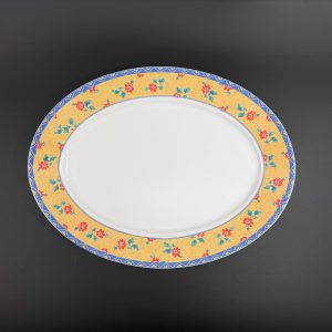 Vista Alegre Portugal Platter: Yellow & Blue Floral Porcelain, 14.5-inch