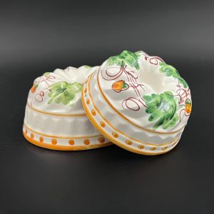 Vintage Italian Ceramic Molds: Hand-Painted Acorn Decor, Set of Two