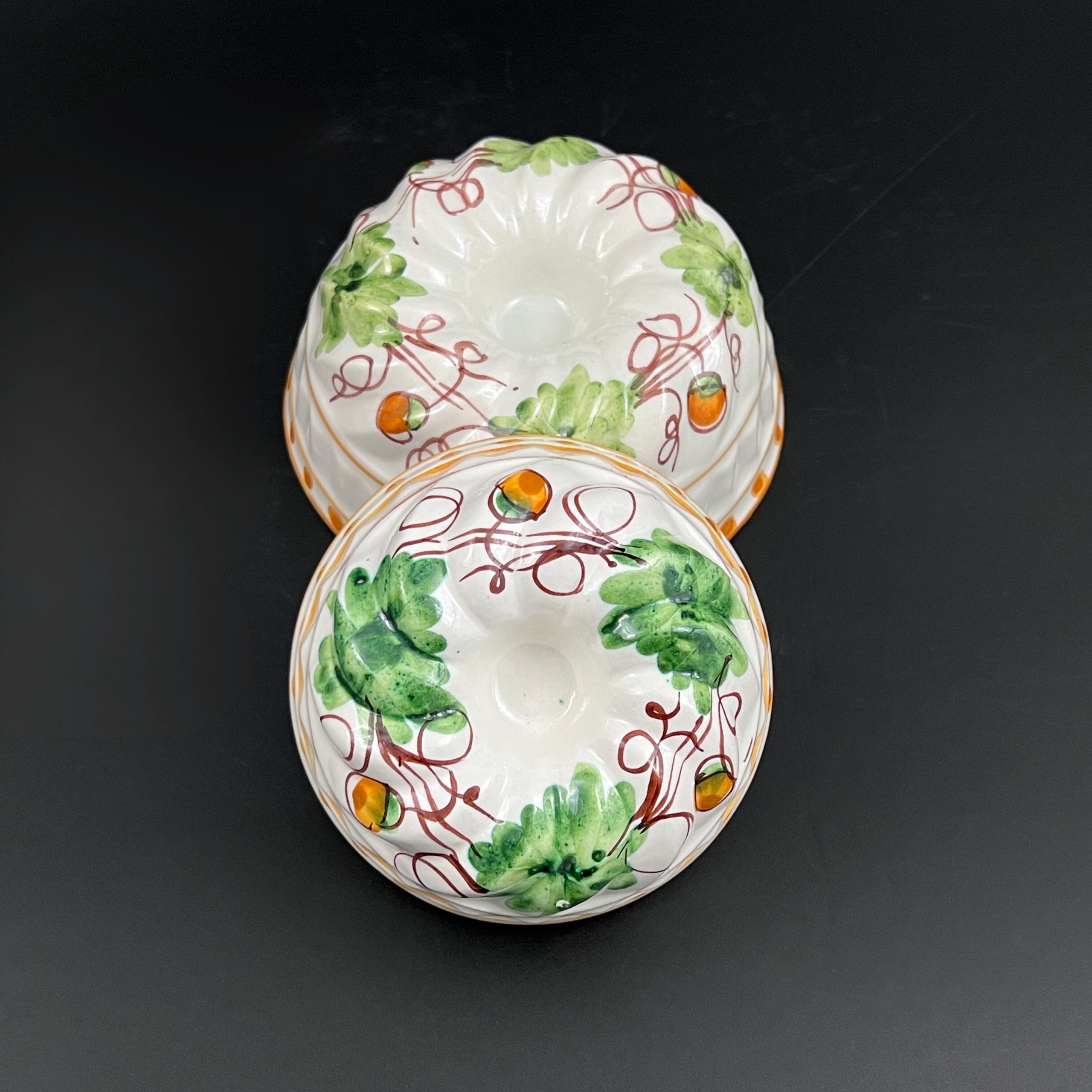 Vintage Italian Ceramic Molds: Hand-Painted Acorn Decor, Set of Two - Image 5