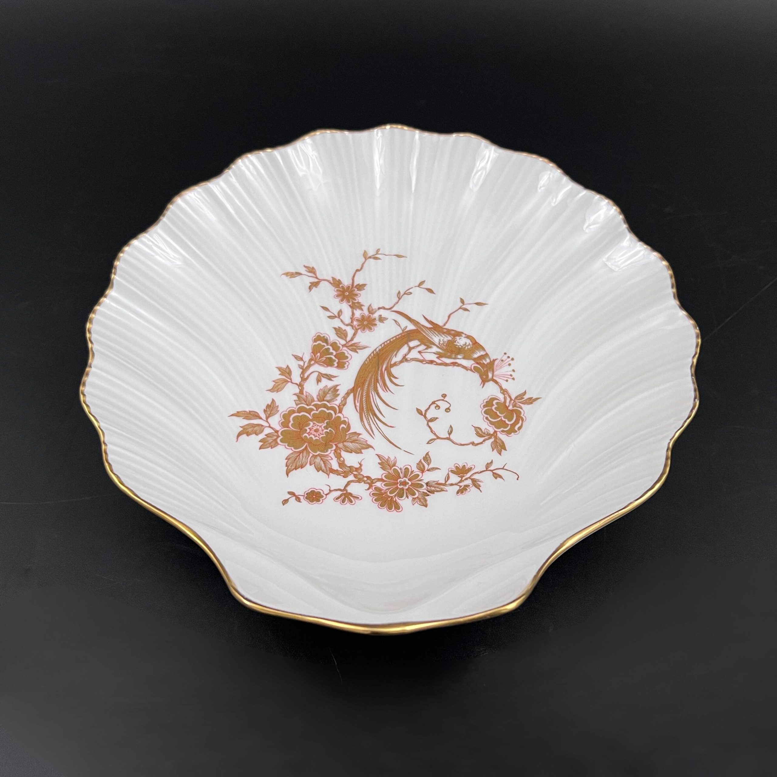 Vintage Limoges Porcelain Shell Dish: Gold Phoenix Floral Design - Image 4