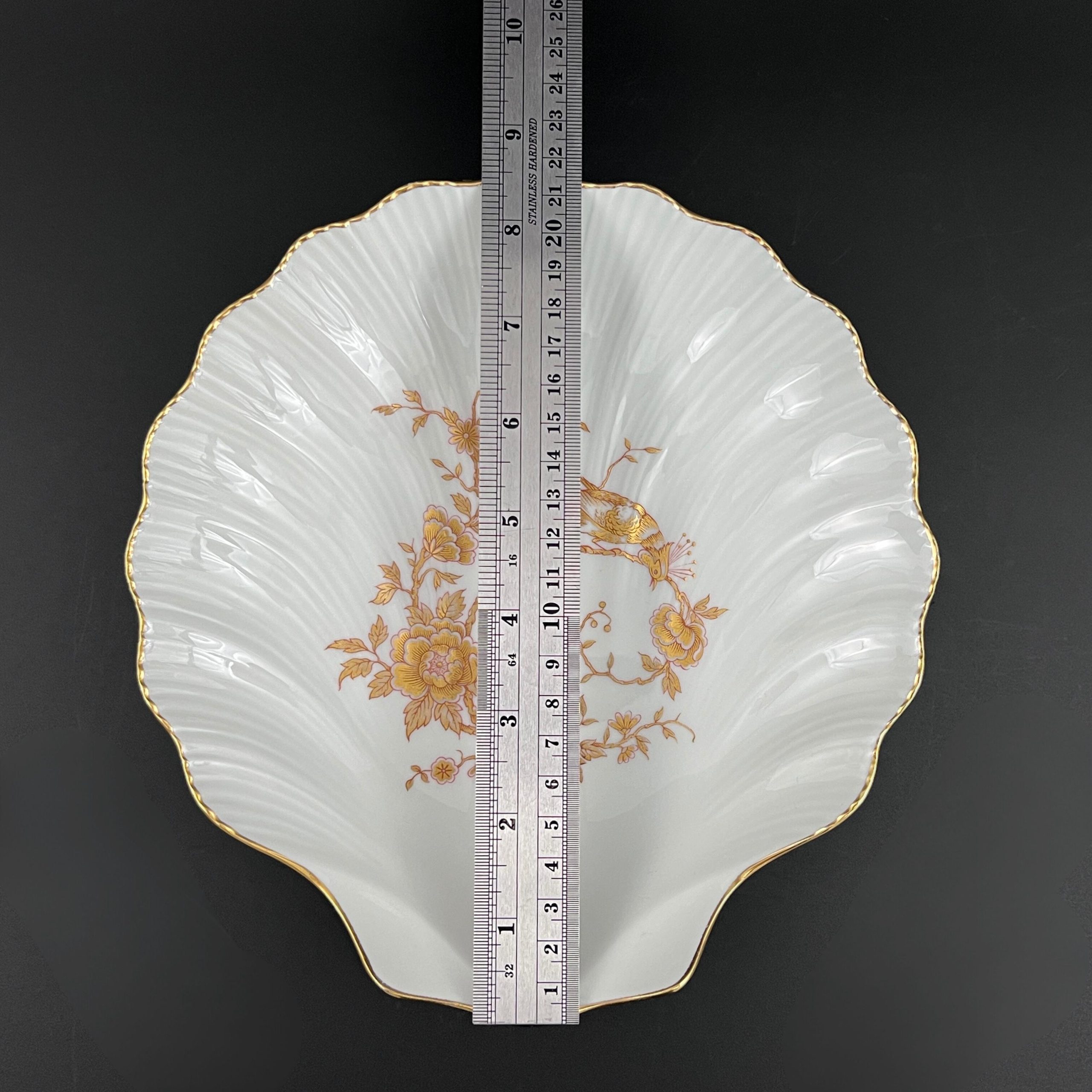 Vintage Limoges Porcelain Shell Dish: Gold Phoenix Floral Design - Image 9