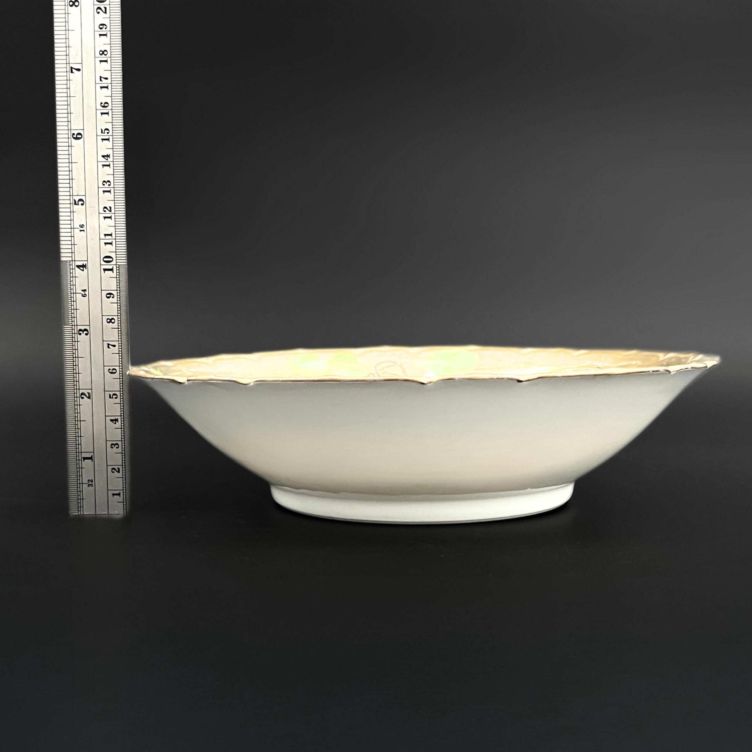 Antique Tirschenreuth Porcelain Bowl: Art Nouveau Hand-Painted Fruit, 18K Gold - Image 10
