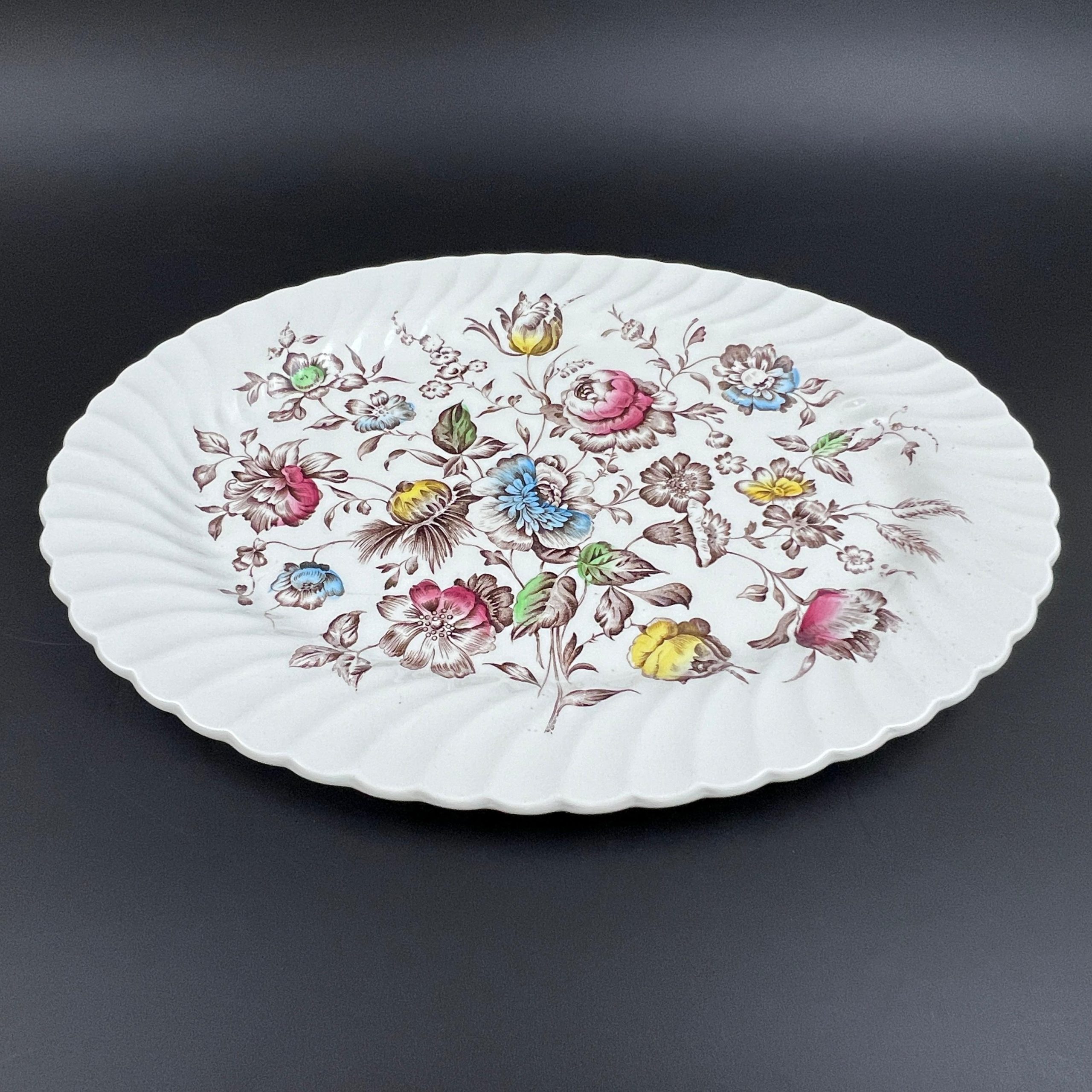 Johnson Bros Staffordshire Bouquet Platter: 14 Inch Vintage Ironstone - Image 3