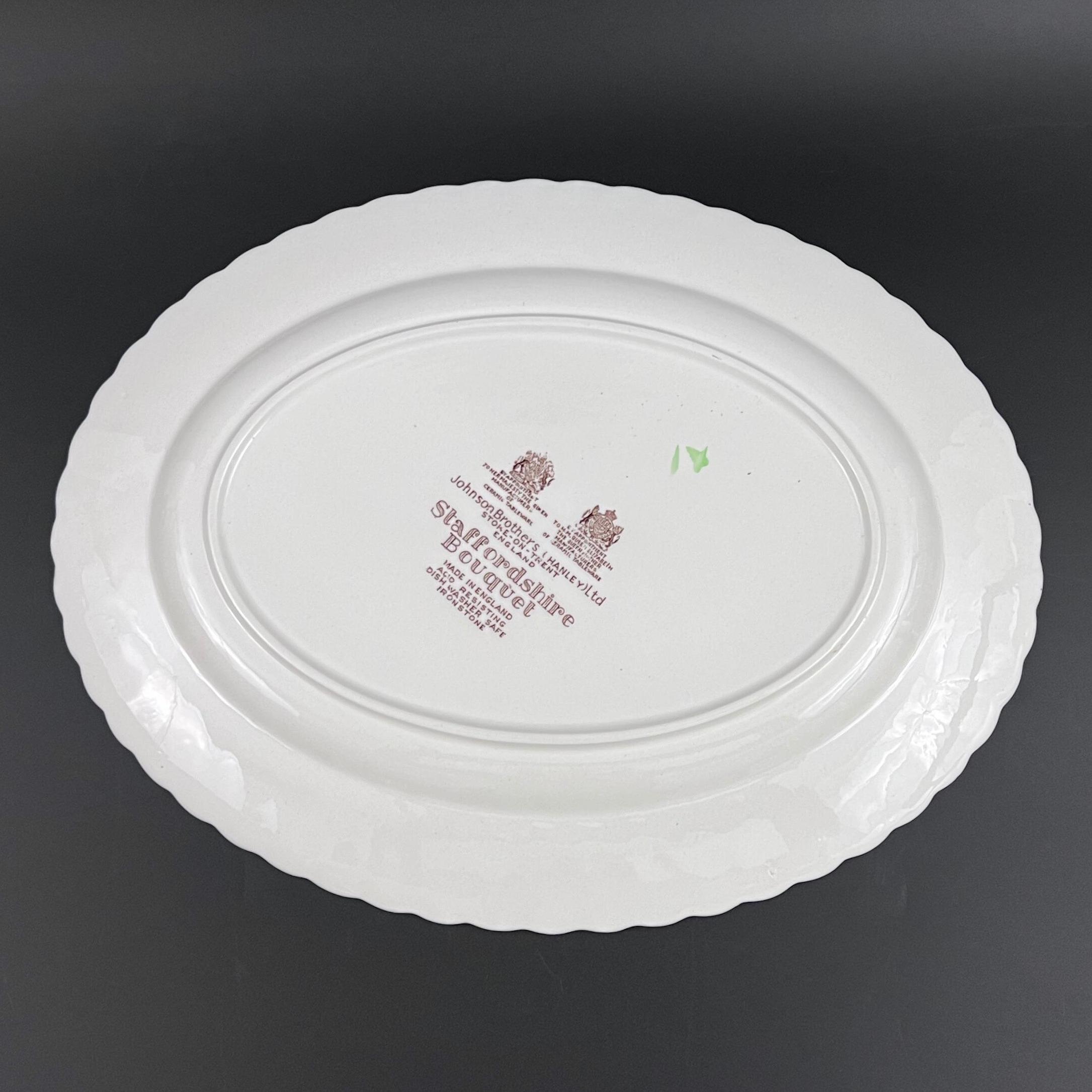 Johnson Bros Staffordshire Bouquet Platter: 14 Inch Vintage Ironstone - Image 11