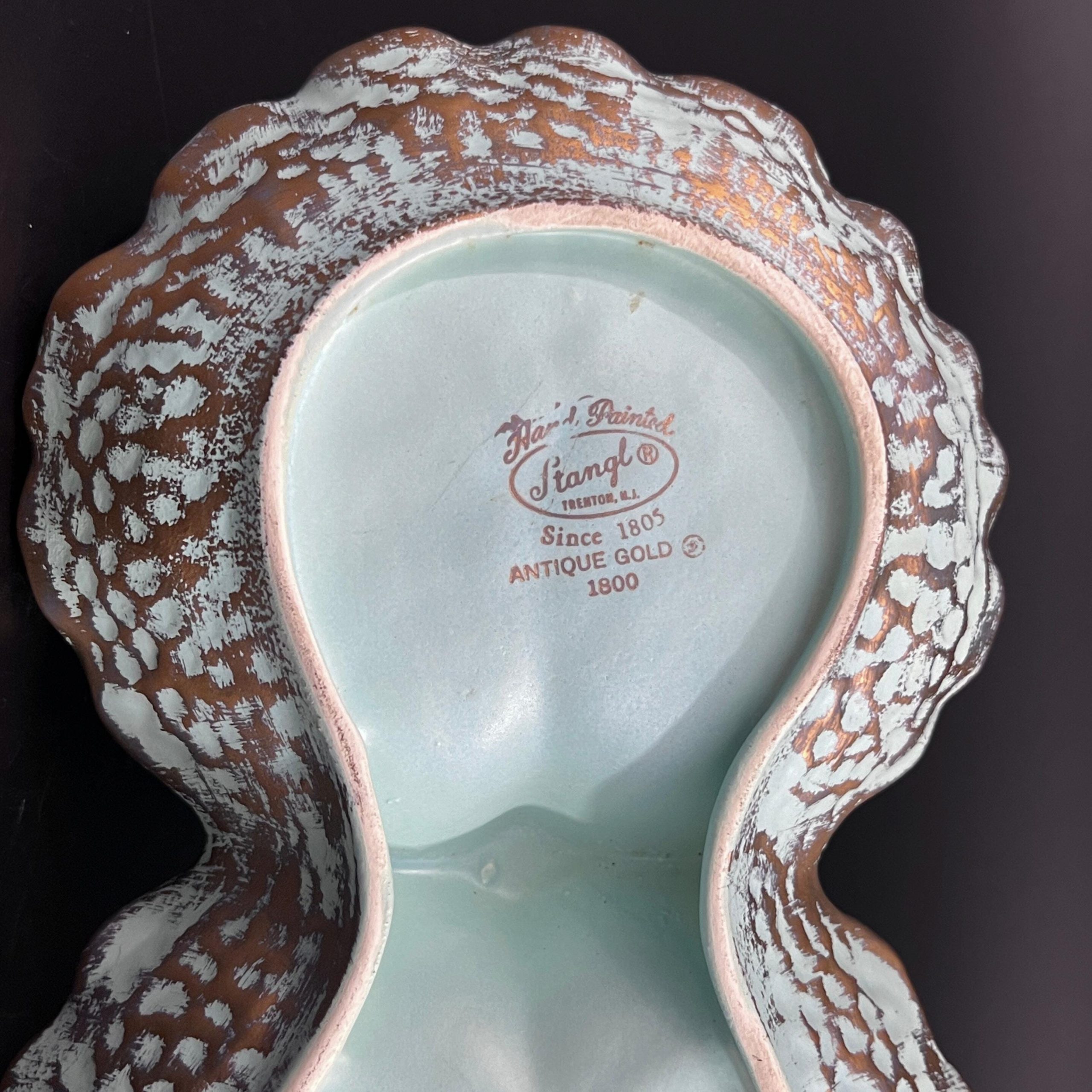 Vintage Stangl Pottery Leaf Dish: Mid-Century Modern Gold & Turquoise Candy Dish - Image 11