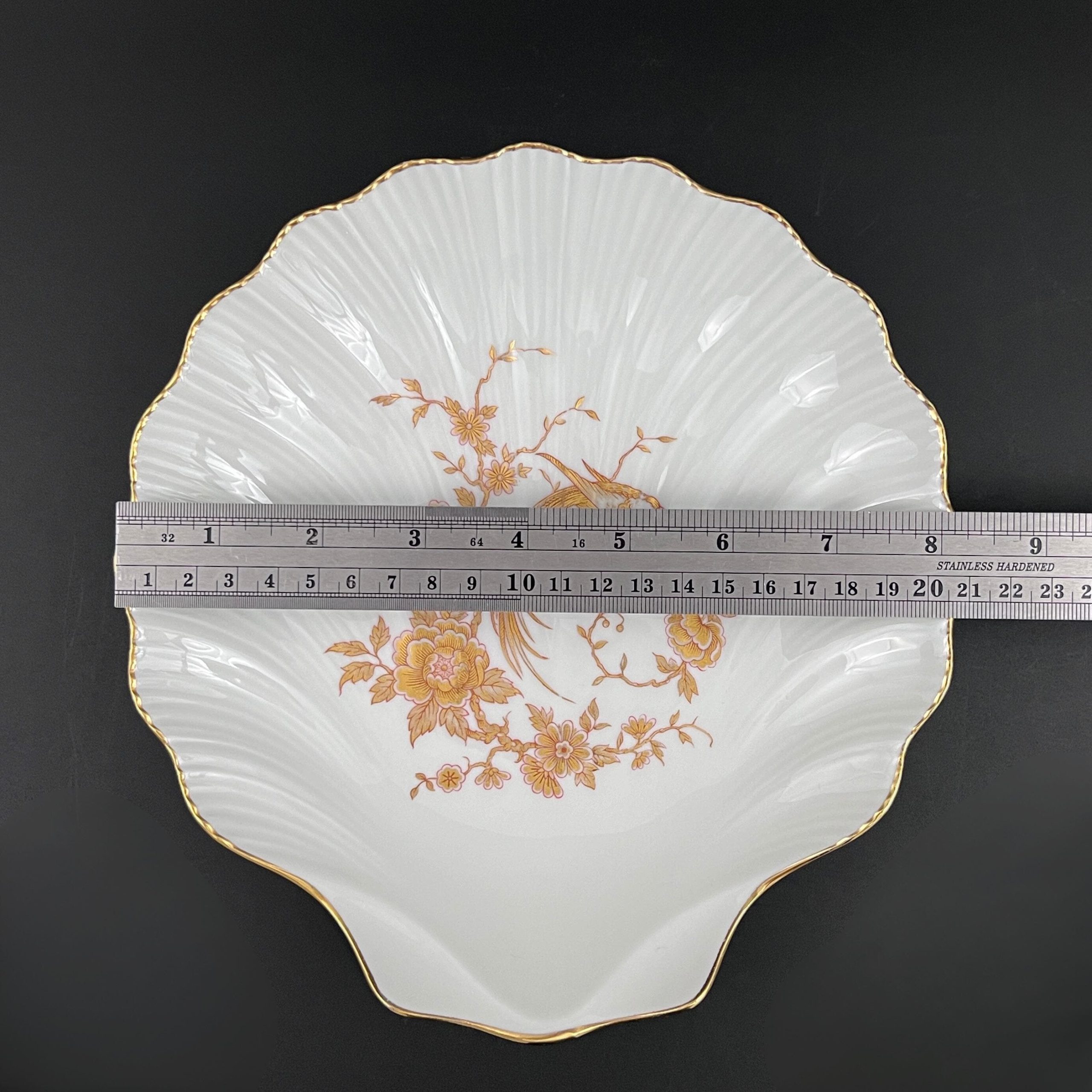 Vintage Limoges Porcelain Shell Dish: Gold Phoenix Floral Design - Image 8
