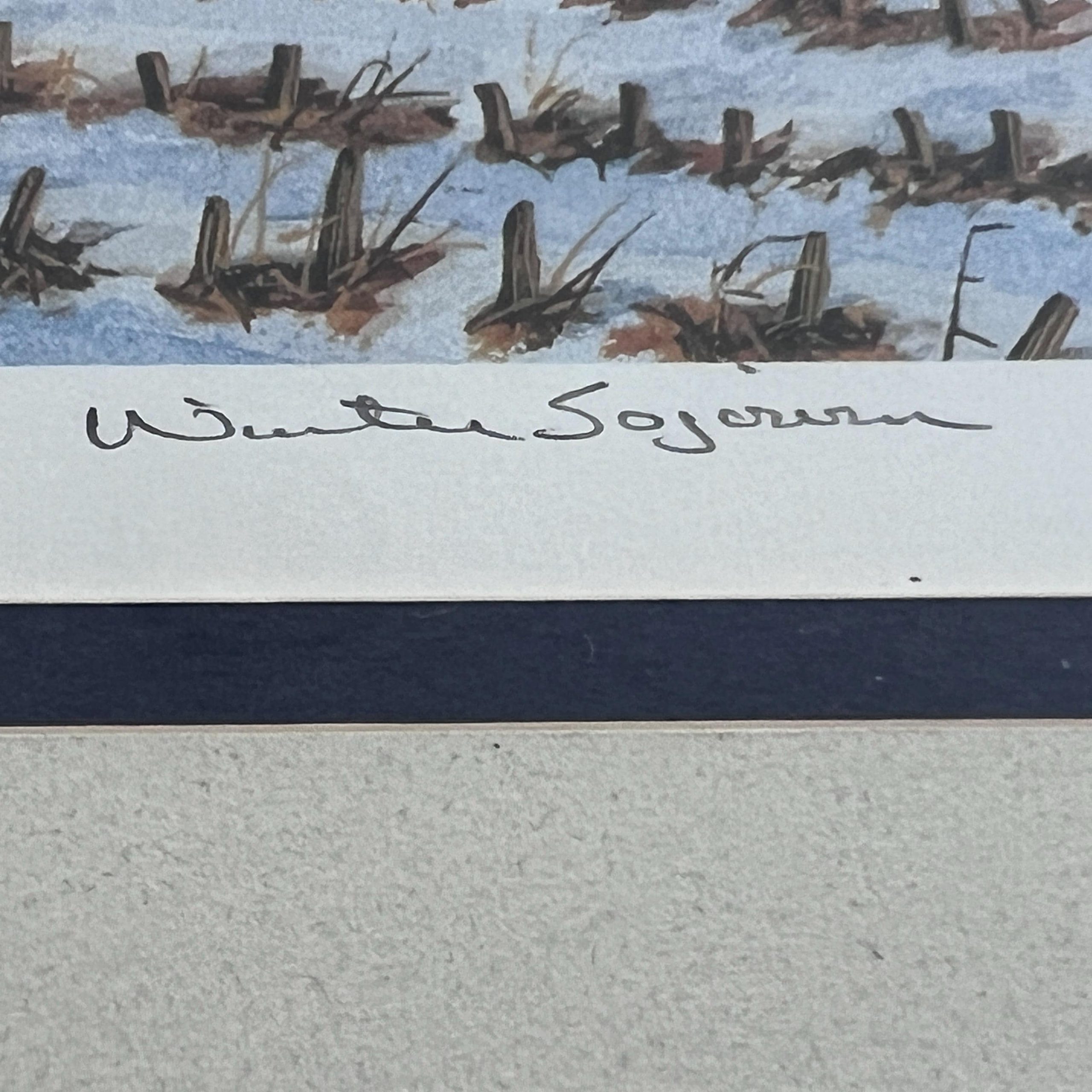 Framed Canadian Geese Lithograph: Signed & Numbered Winter Barn Art - Image 6