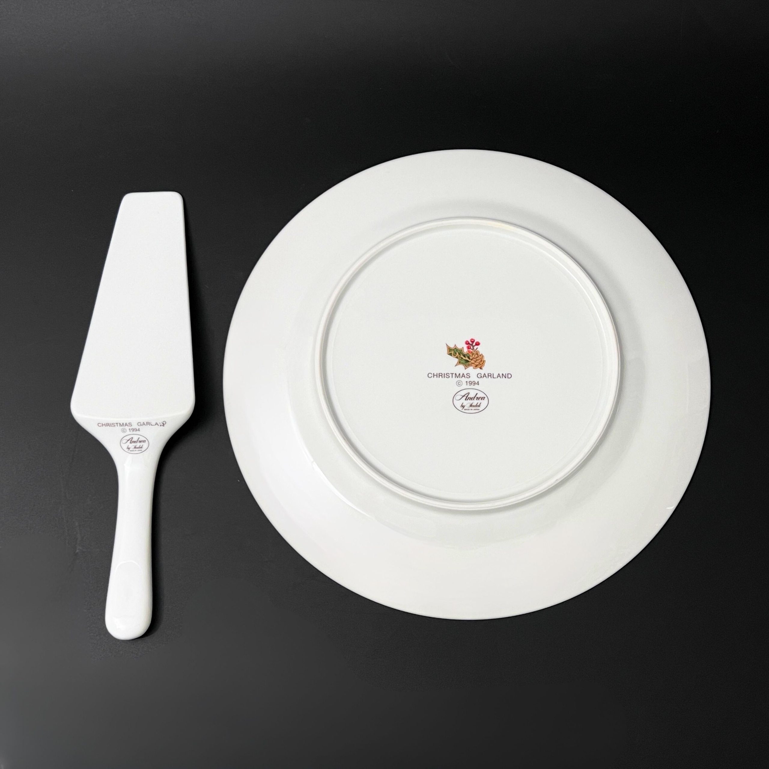 Vintage Andrea Sadek Christmas Cake Plate & Server Set: Holiday Garland - Image 11