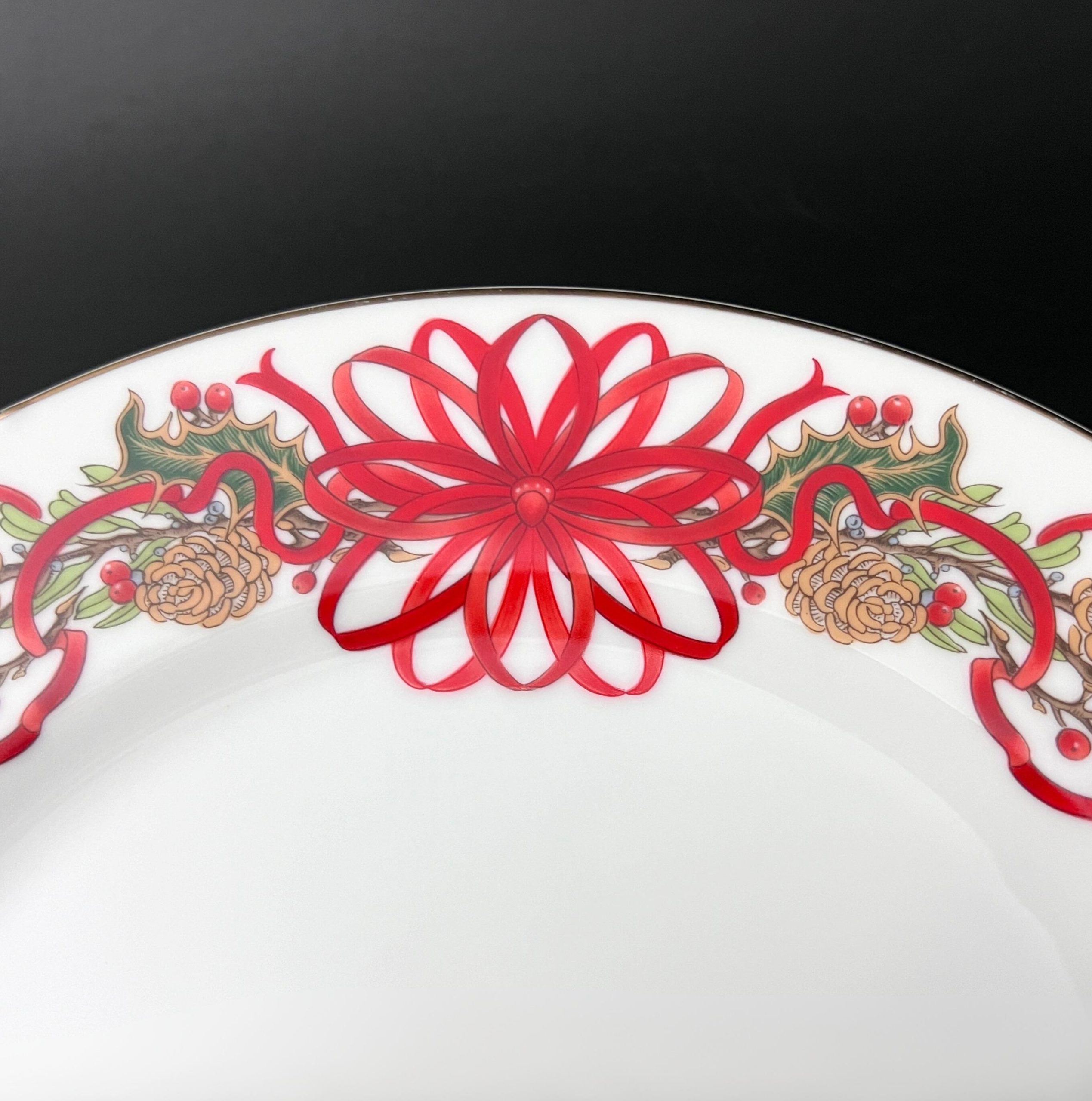Vintage Andrea Sadek Christmas Cake Plate & Server Set: Holiday Garland - Image 6