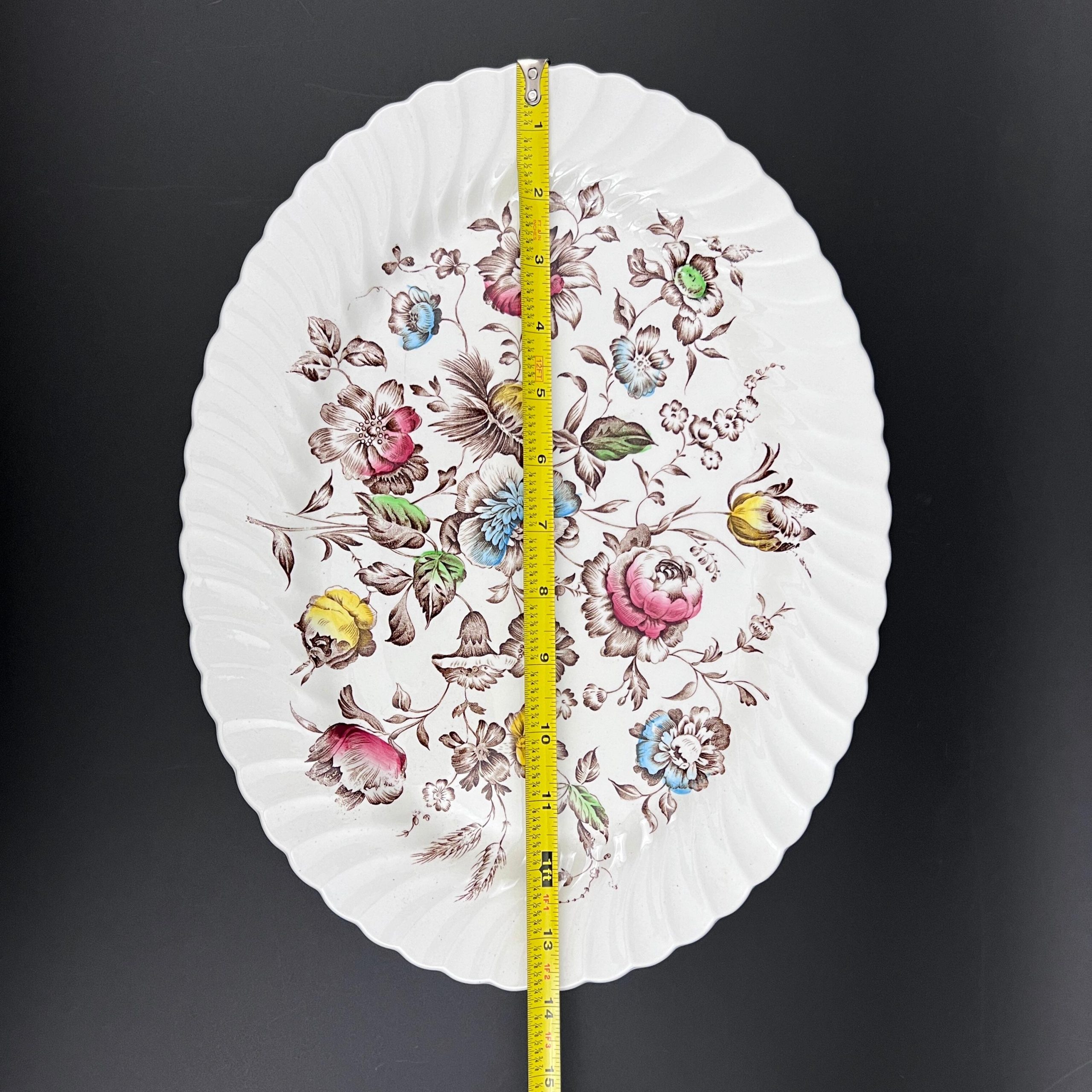 Johnson Bros Staffordshire Bouquet Platter: 14 Inch Vintage Ironstone - Image 10