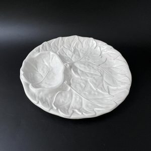 Vintage Japanese Ceramic Dip Platter: Mid-Century Maple Leaf Design