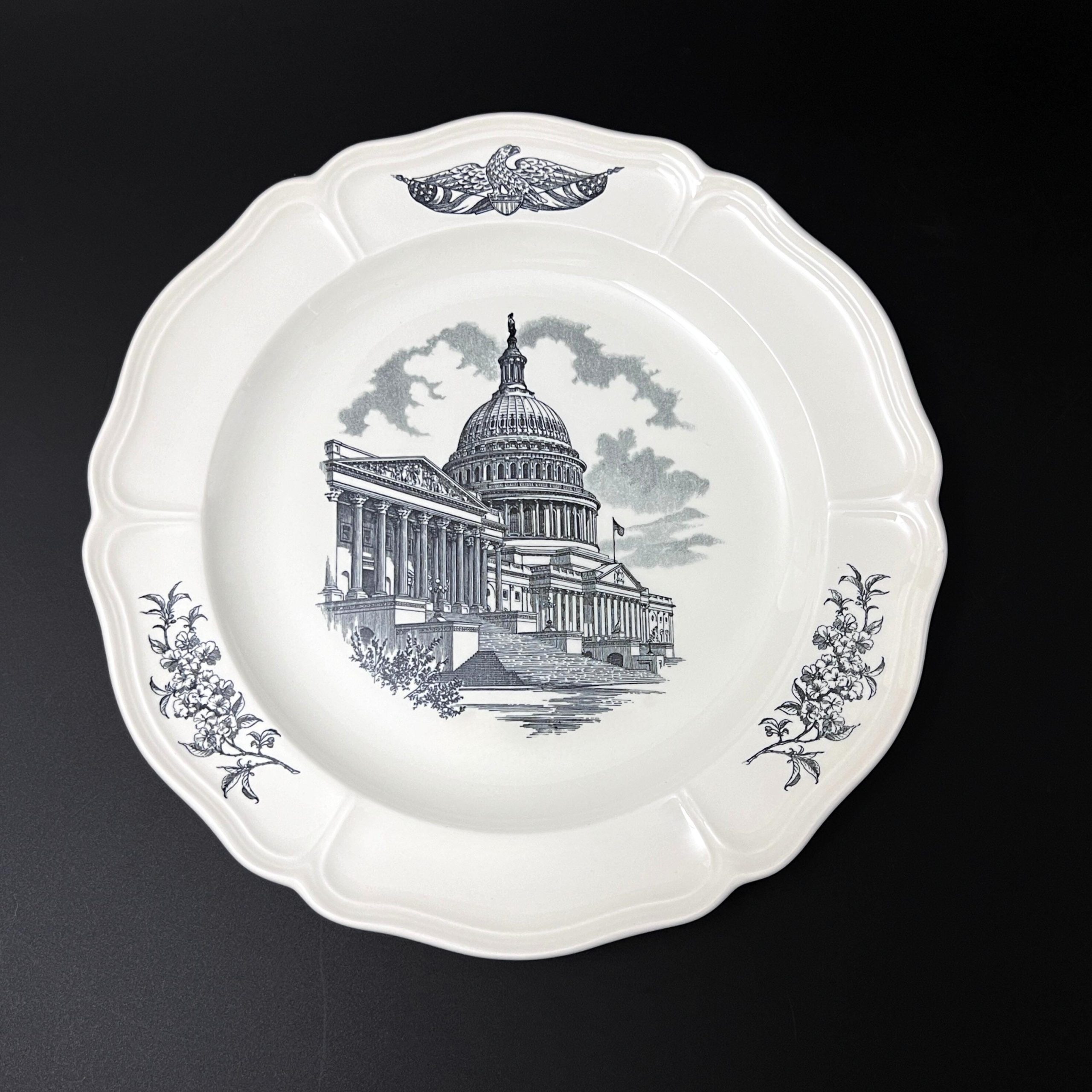 Vintage Wedgwood Federal City Bowl & Plate Set: Black Transferware, Washington DC Landmarks - Image 4