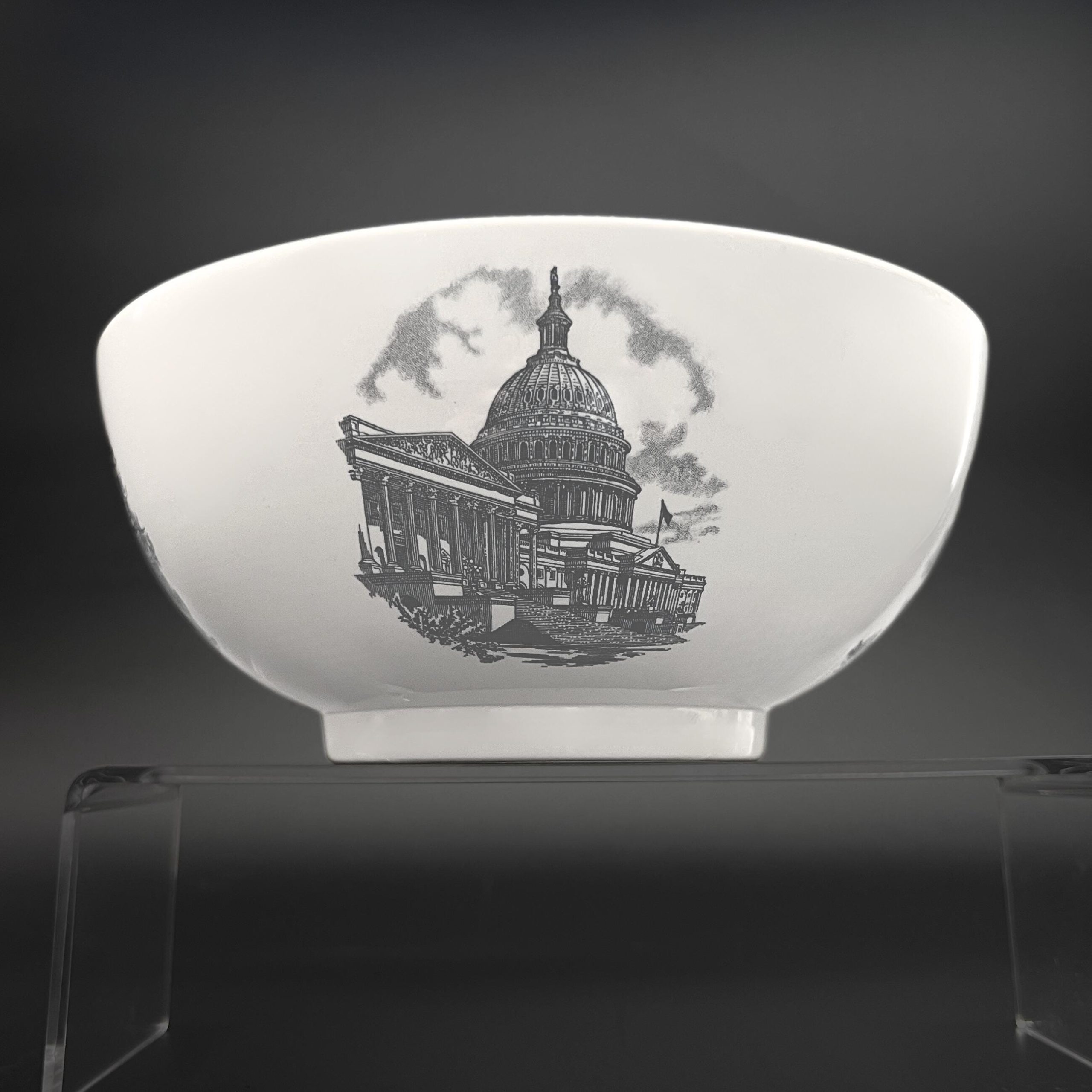 Vintage Wedgwood Federal City Bowl & Plate Set: Black Transferware, Washington DC Landmarks - Image 6
