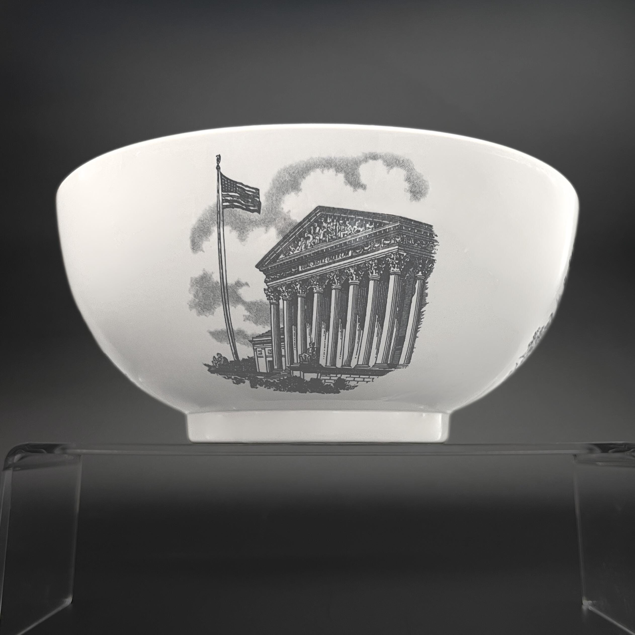 Vintage Wedgwood Federal City Bowl & Plate Set: Black Transferware, Washington DC Landmarks - Image 9