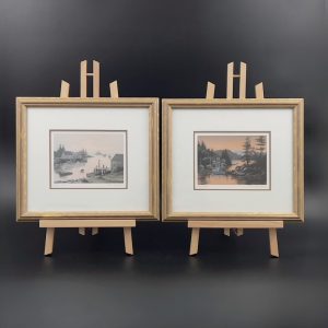 Vintage Framed Seaside Print Set: Bill Saunders Signed Nautical Art