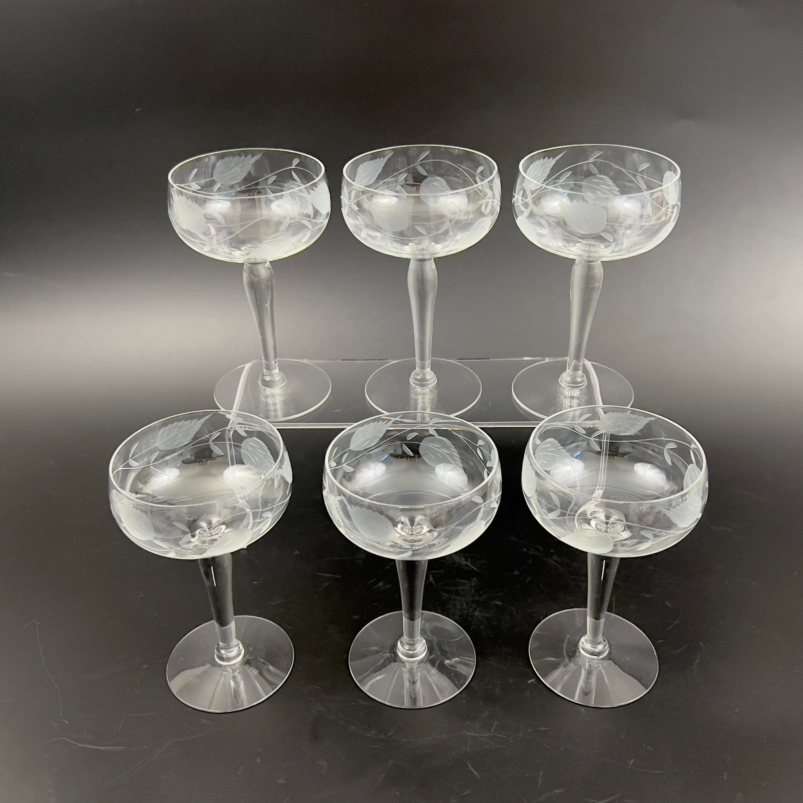 Vintage Glastonbury Lotus Champagne Coupes: Mid-Century Modern Floral Glasses, Set of 6 - Image 7